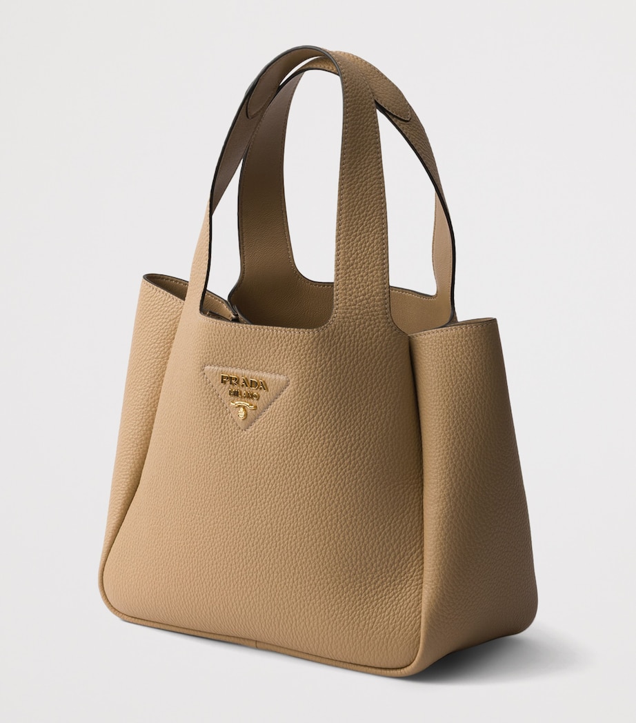Prada Small Leather Tote Bag Neutral Image 4