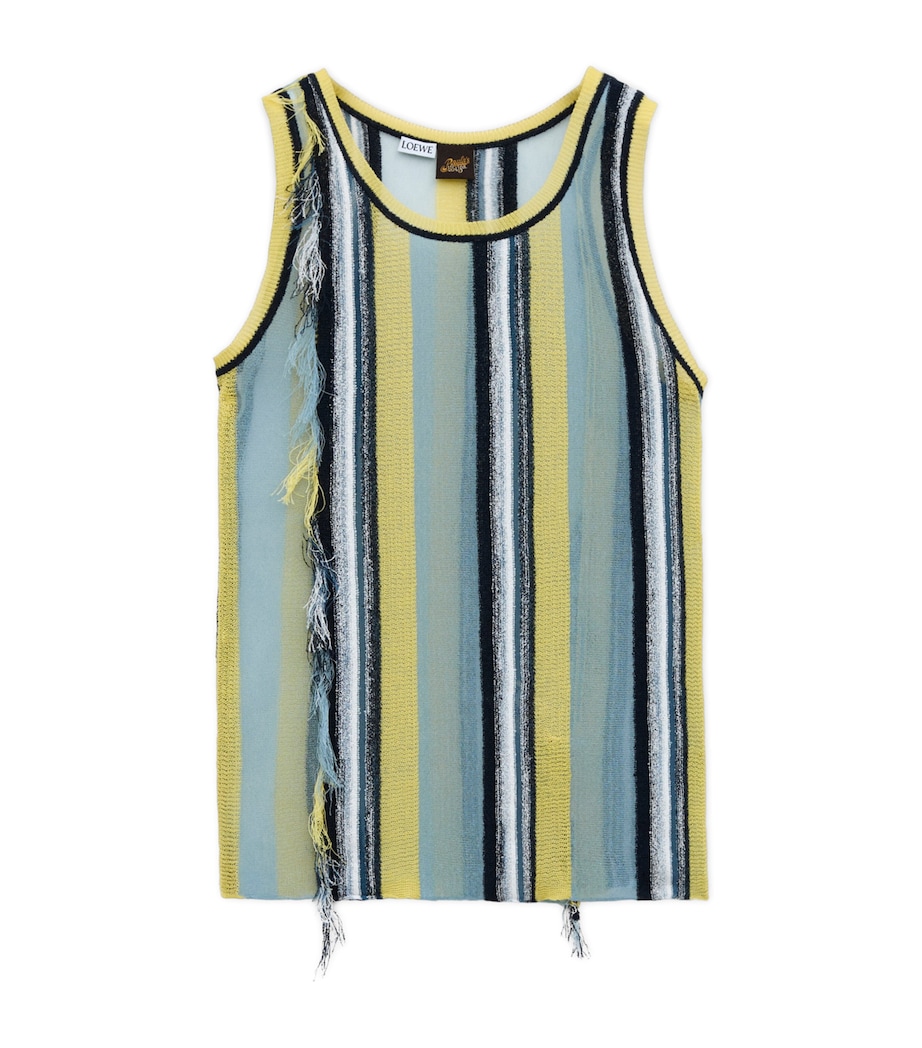 LOEWE Womens x Paula's Ibiza Stripe Fringe-Detail Tank Top Blue/multicolor Image 1