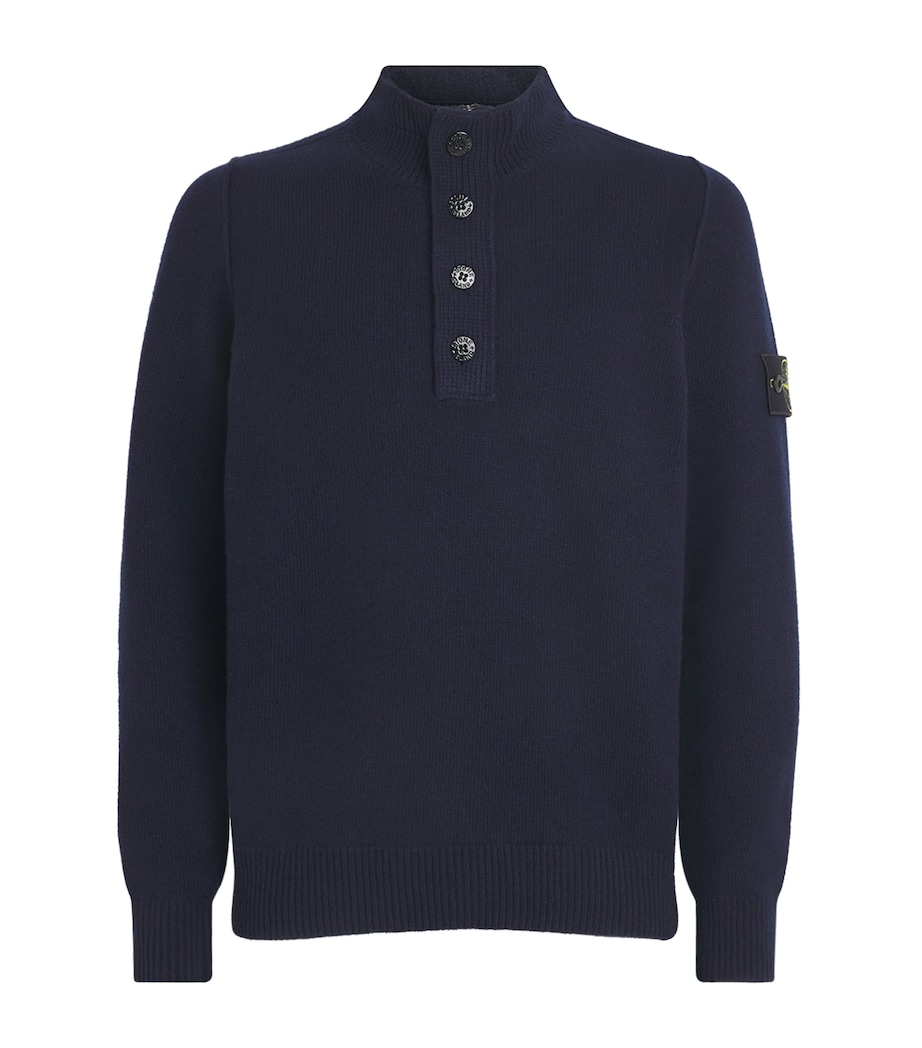 Stone Island Mens Wool-Blend Button-Up Sweater Image 1