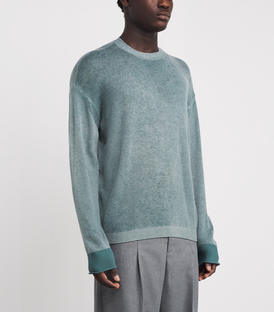 Wool-Cashmere Contrast-Stitch Sweater U9170 Image 3