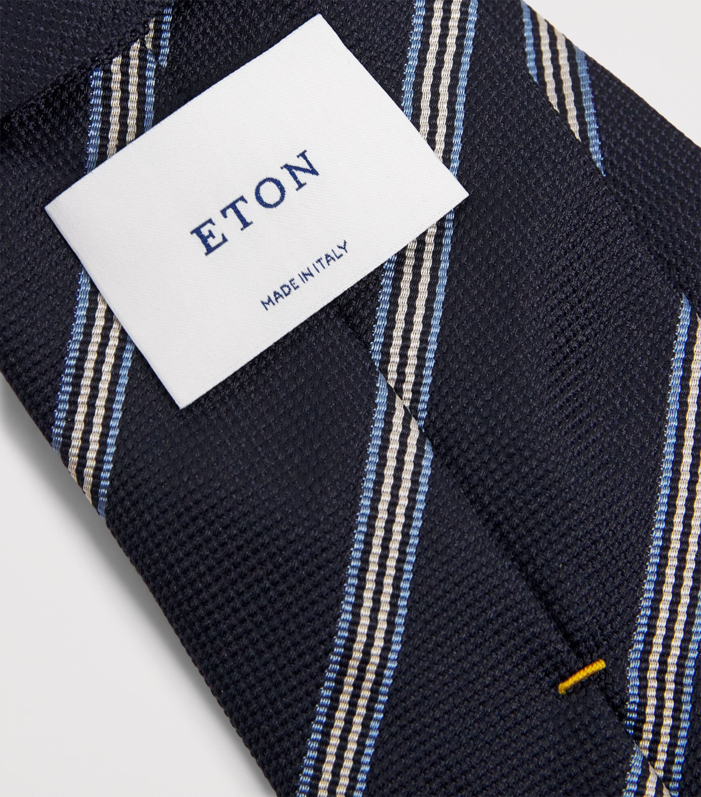 Eton Silk Stripe Tie Navy Blue Image 3