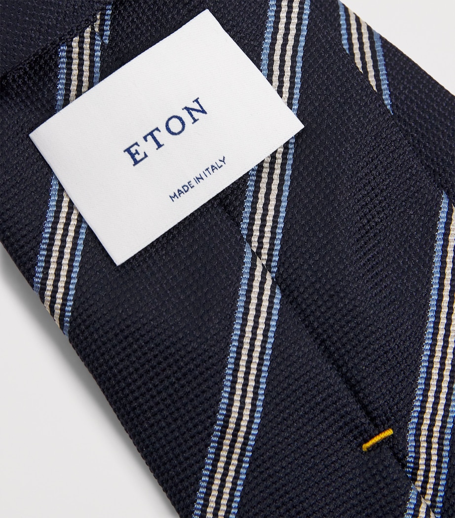 Eton Silk Stripe Tie Navy Blue Image 3