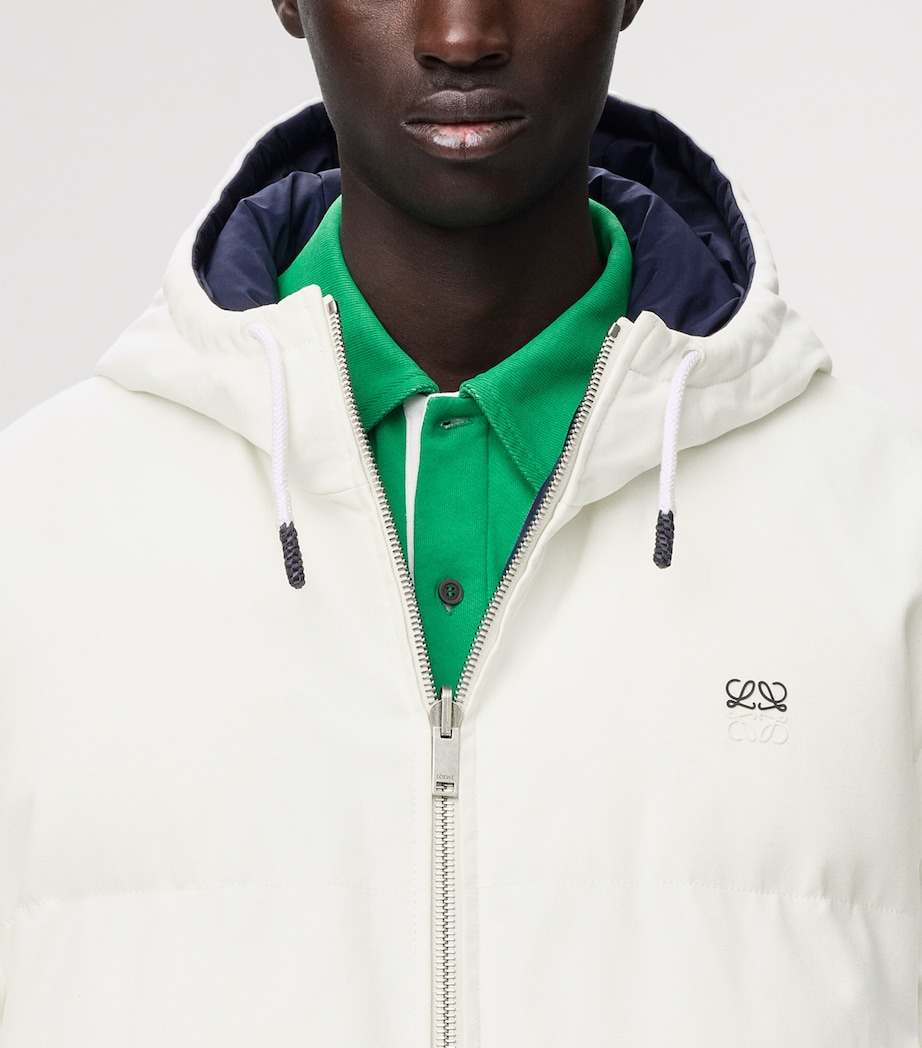 LOEWE Mens Reversible Padded Zip-Up Jacket White/navy Image 8