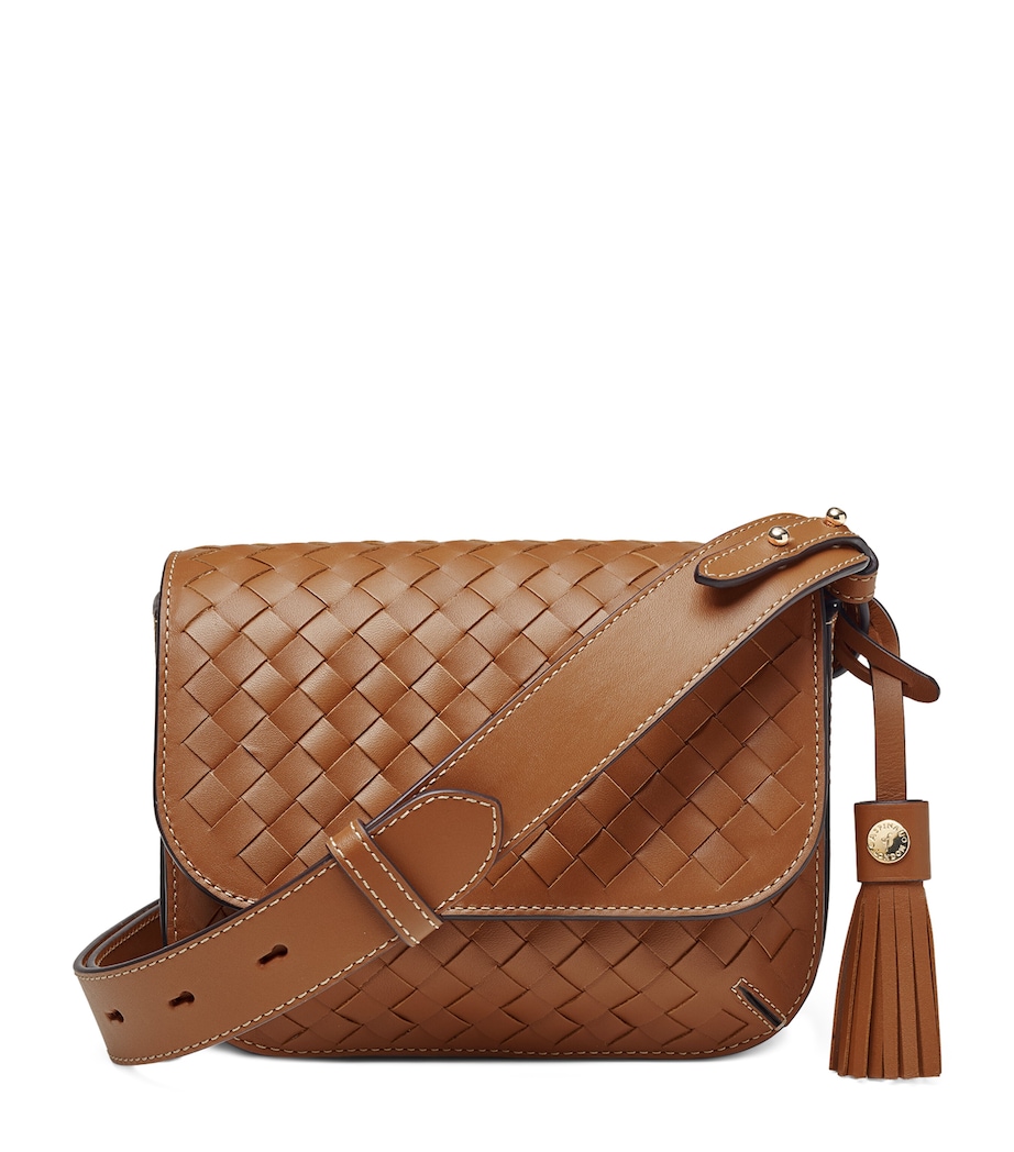 Woven Leather Ella Cross-Body Bag TAN Image 1