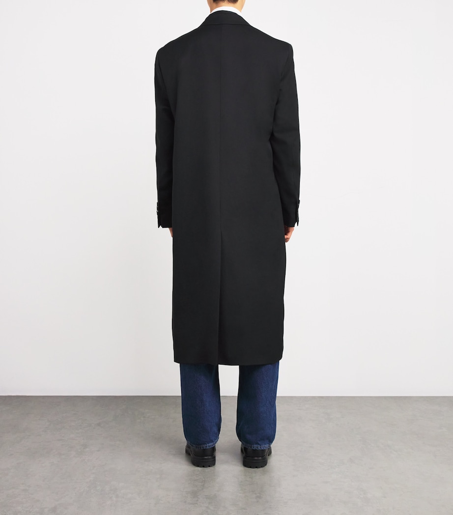Virgin Wool Double-Breasted Overcoat BLACK Image 4
