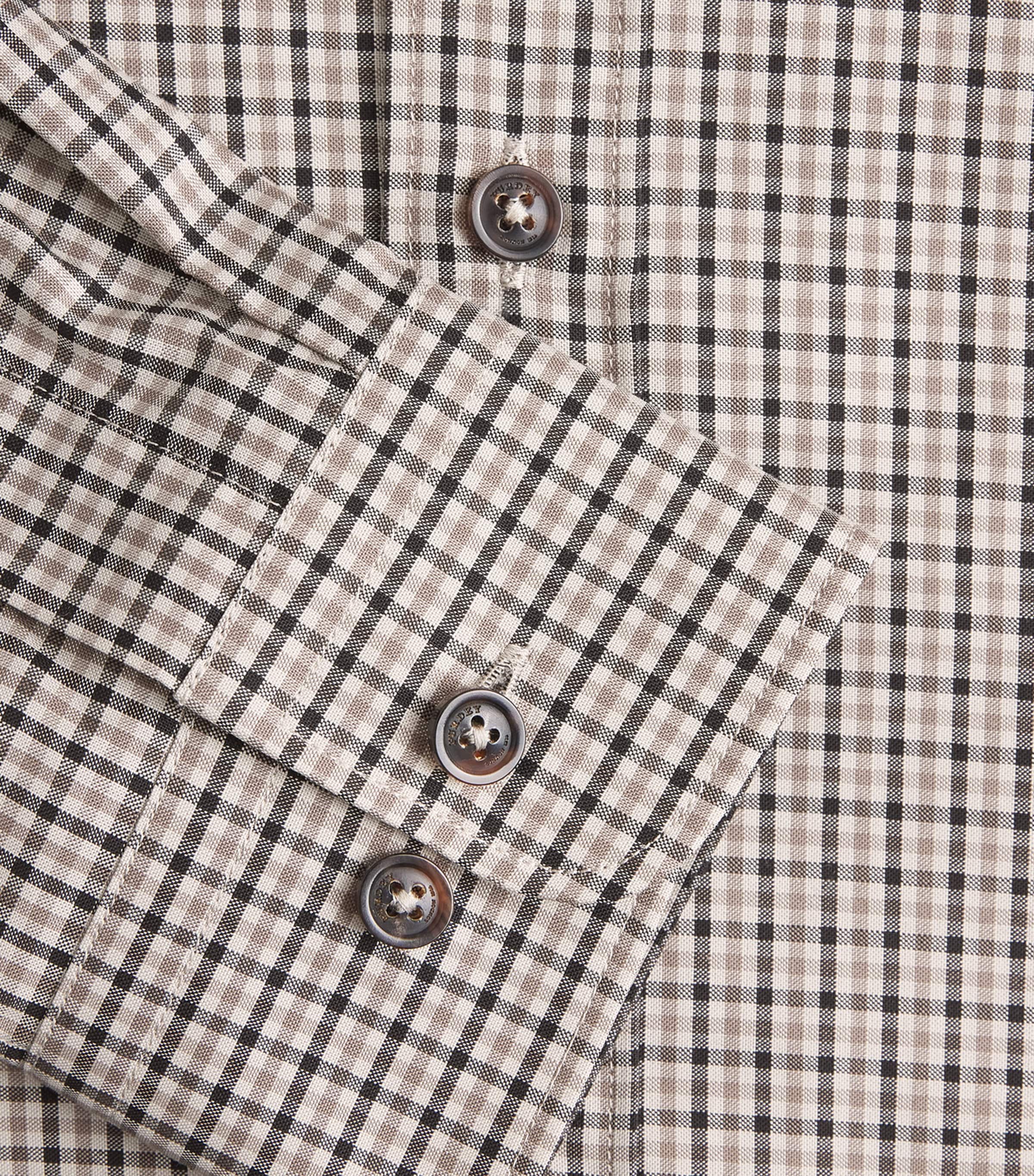 Purdey Mens Cotton Tattersall Shirt Taupe Image 6