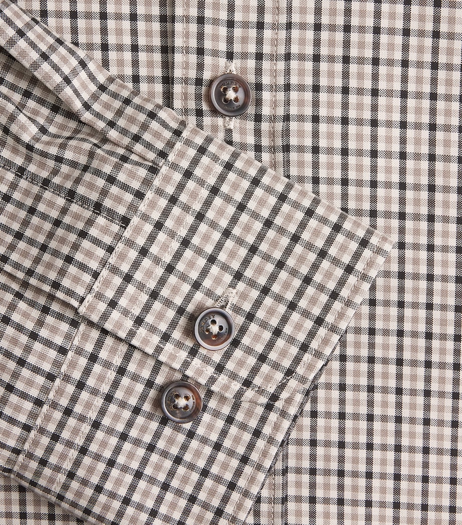 Purdey Mens Cotton Tattersall Shirt Taupe Image 6
