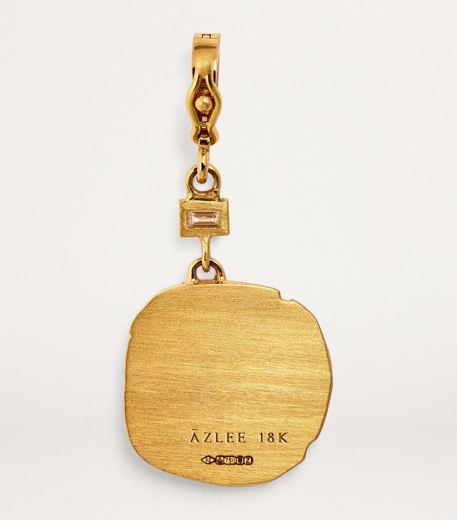 Azlee Small Yellow Gold and Diamond Owl of Athena Coin Charm Yellow Gold Image 3