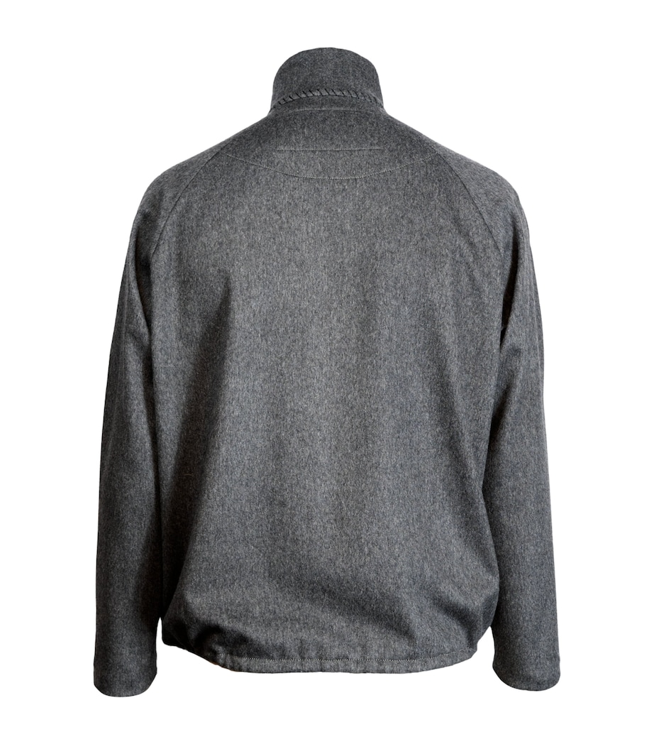 Alan Scott Mens Cashmere-Blend Track Sweater Mid Grey Image 3