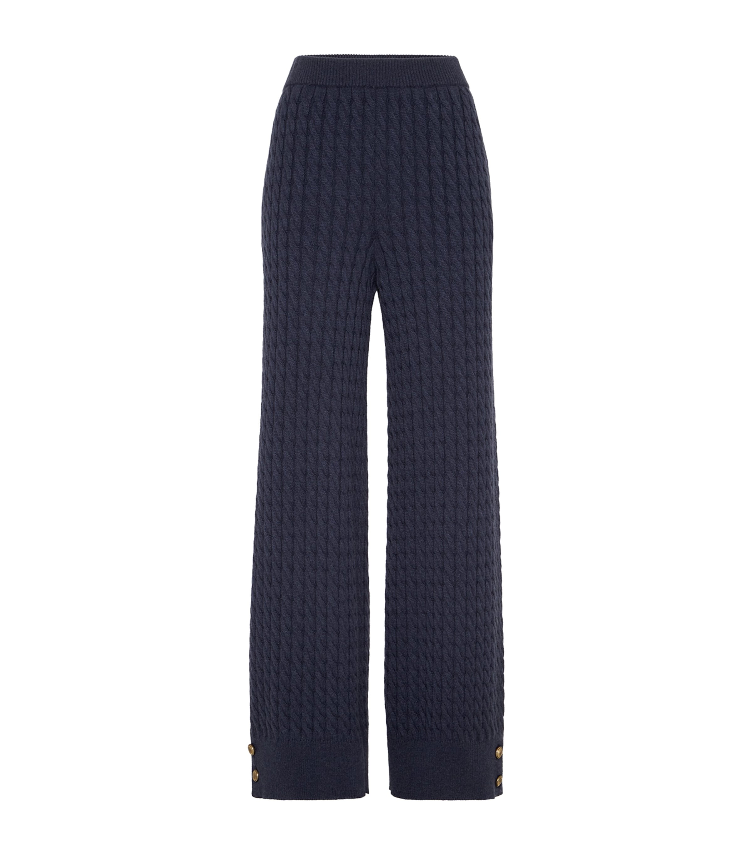 Brunello Cucinelli Cashmere Cable-knit Trousers In Blue