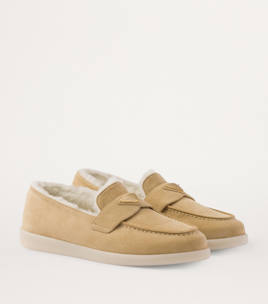 Suede-Shearling Triangle Loafers F0379 Image 3