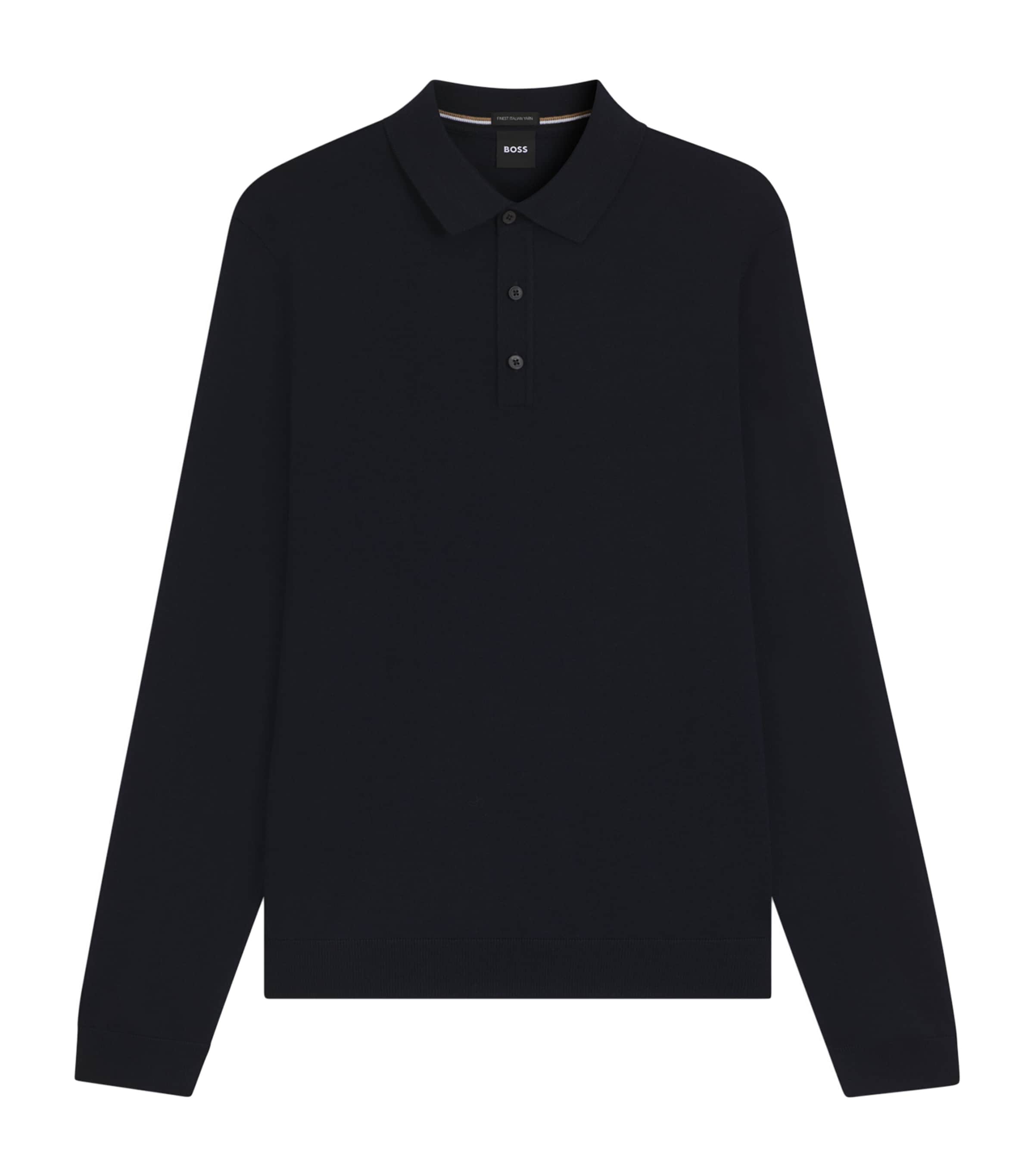 BOSS Mens Virgin Wool Polo Sweater Image 1