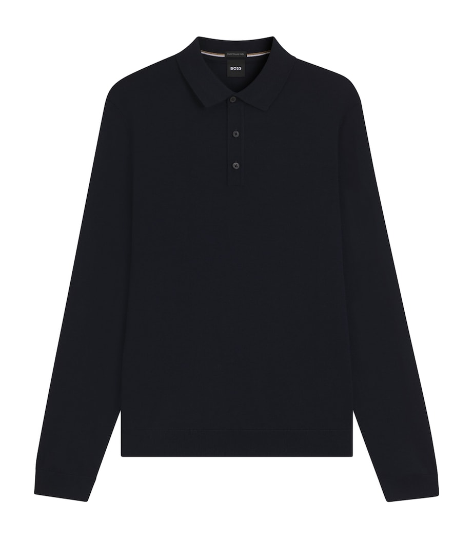 BOSS Mens Virgin Wool Polo Sweater Image 1
