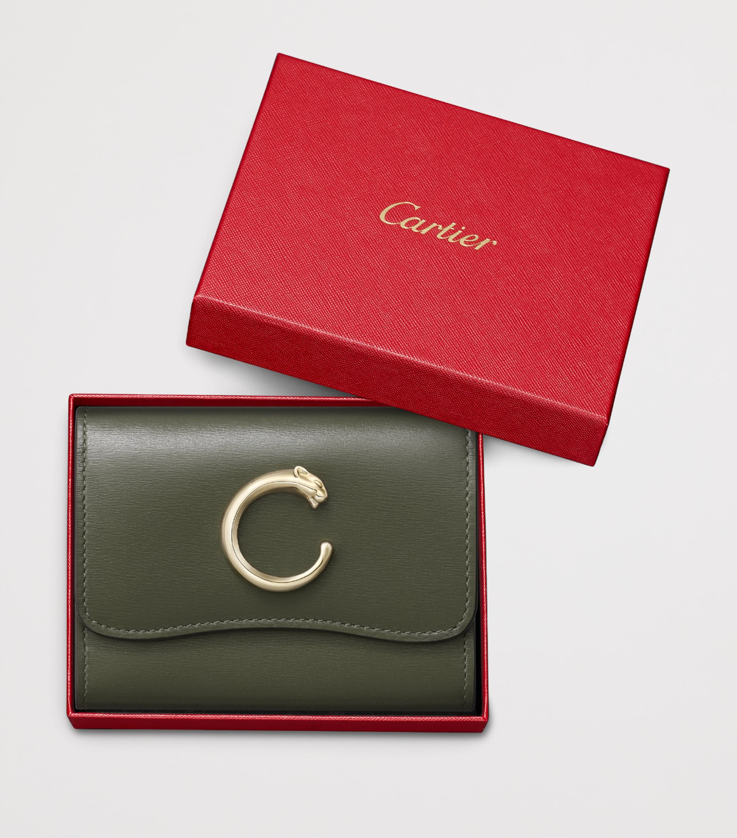 Mini Leather Panthère de Cartier Wallet GREEN Image 4