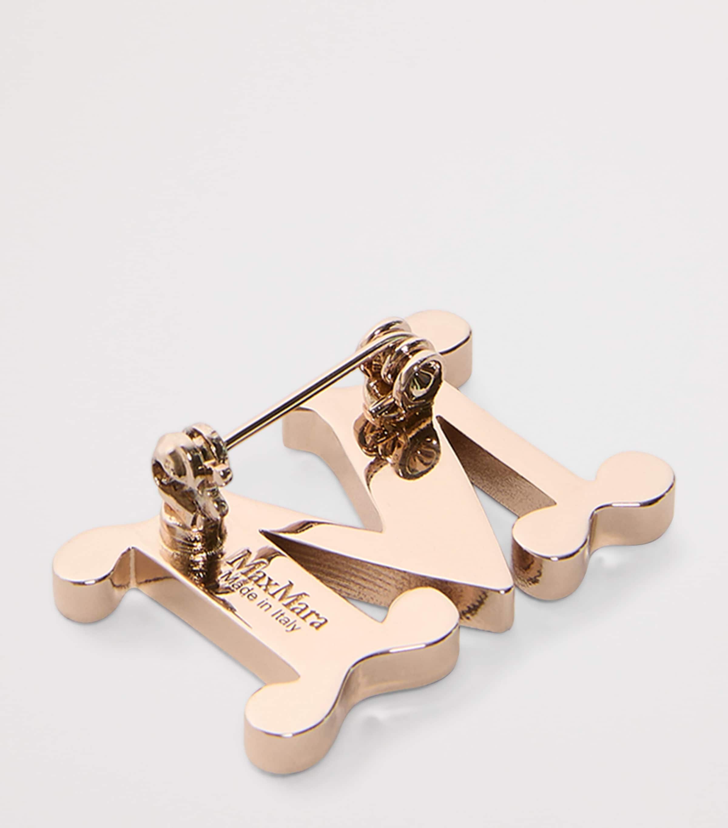 Max Mara Embellished Monogram Brooch Camel Image 2