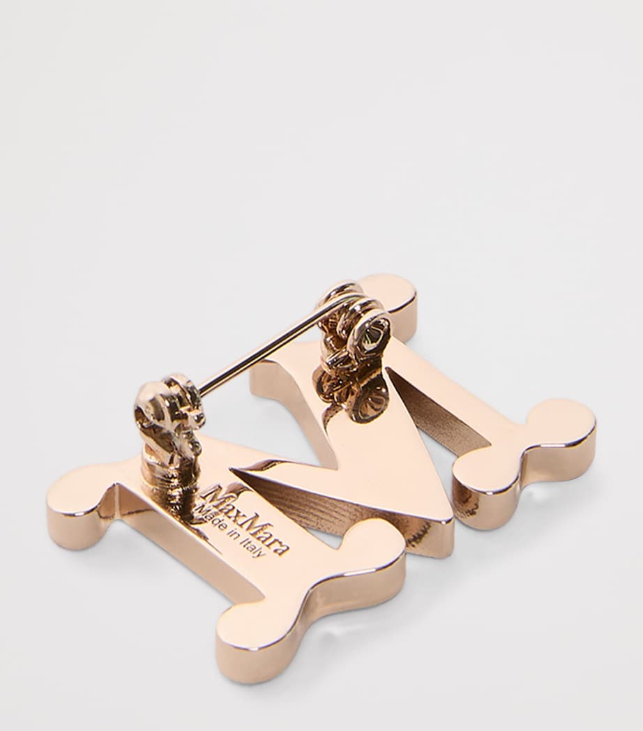 Max Mara Embellished Monogram Brooch Camel Image 2
