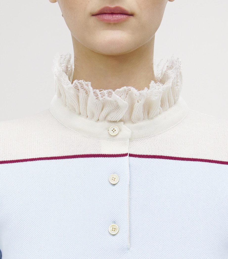 Lace-Trim Stripe Polo Shirt 4332 Image 6