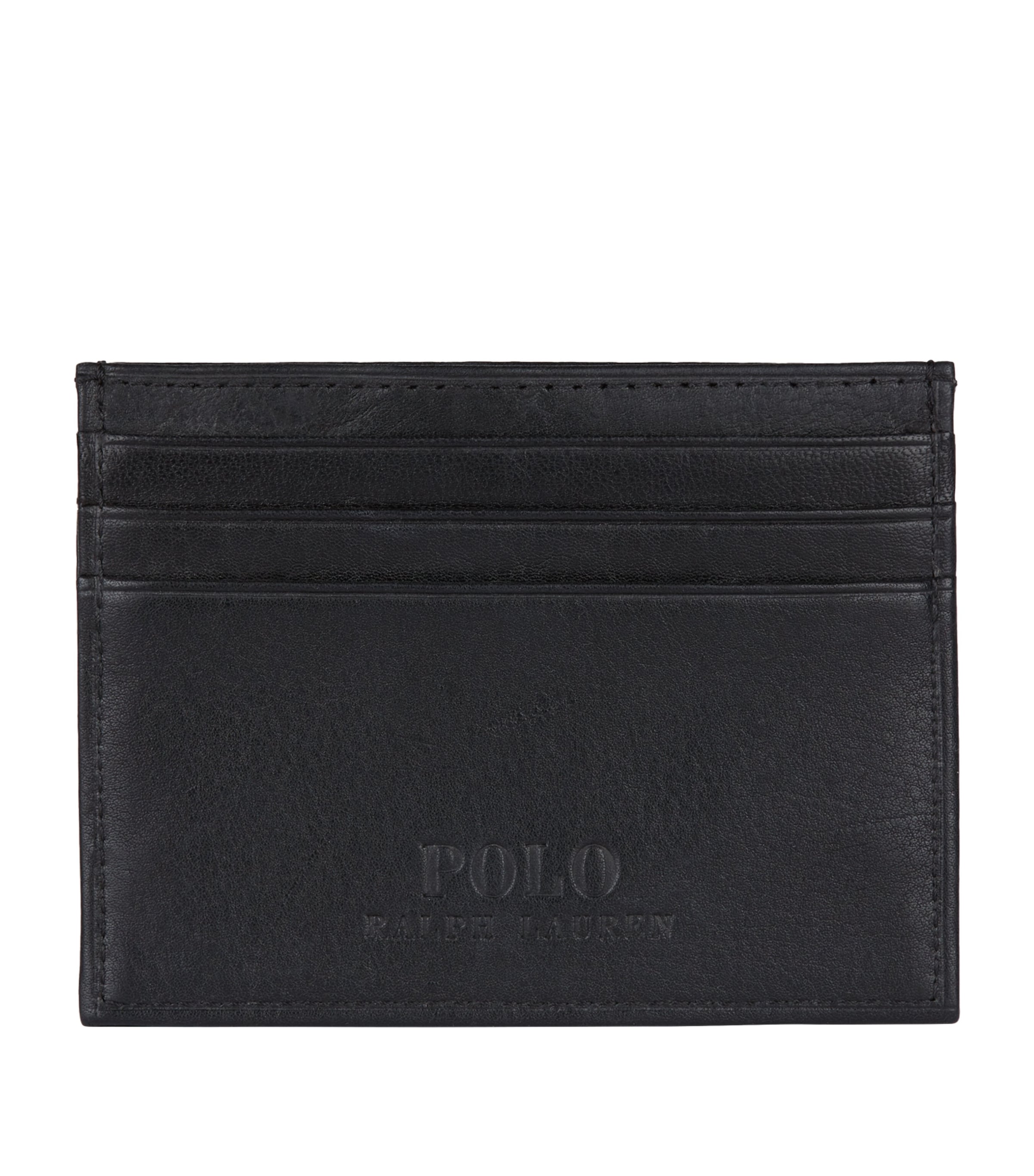 Polo Ralph Lauren Leather Logo Card Holder In Black