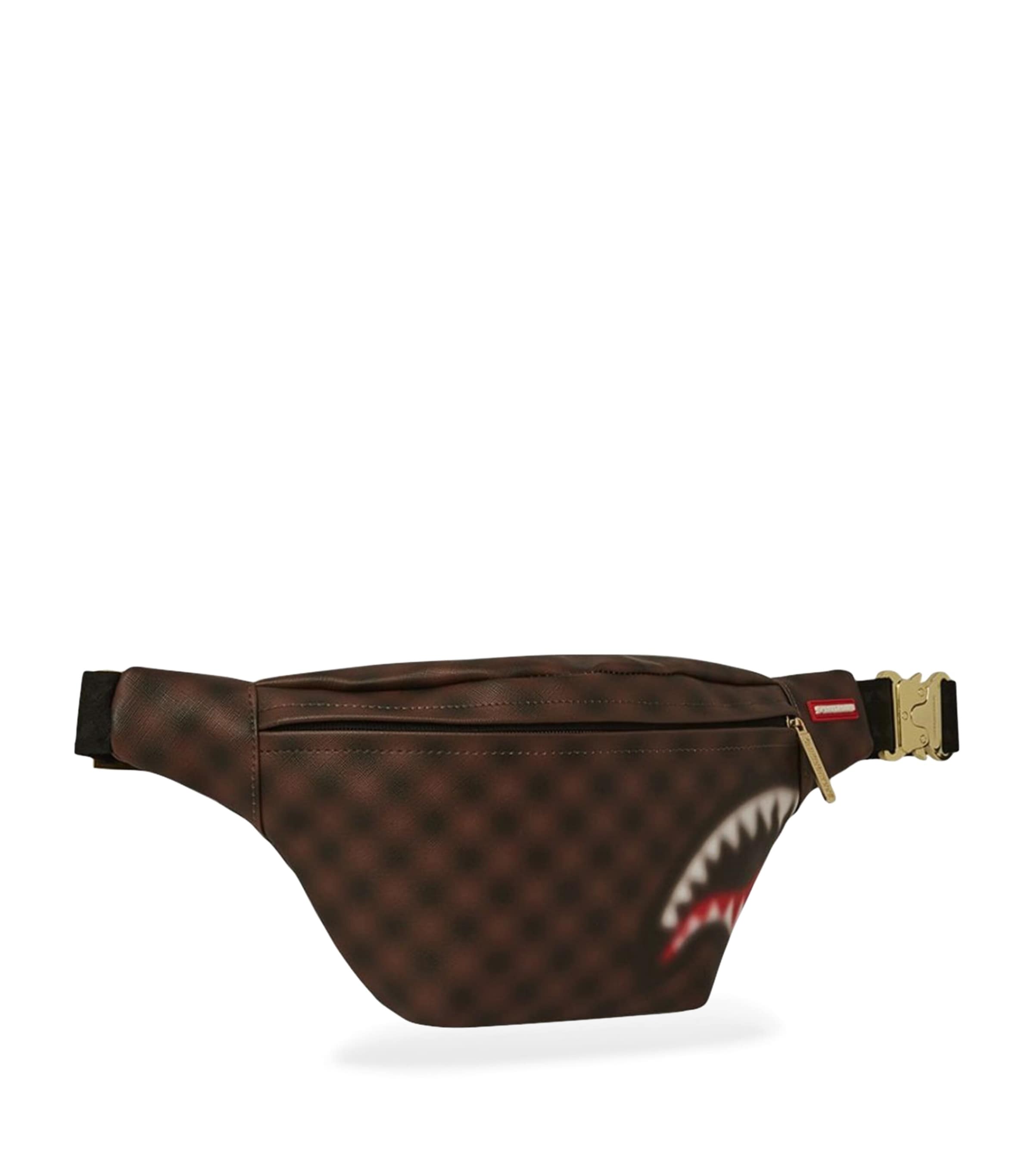 Sprayground Shark In Paris Blur Belt Bag In Brown