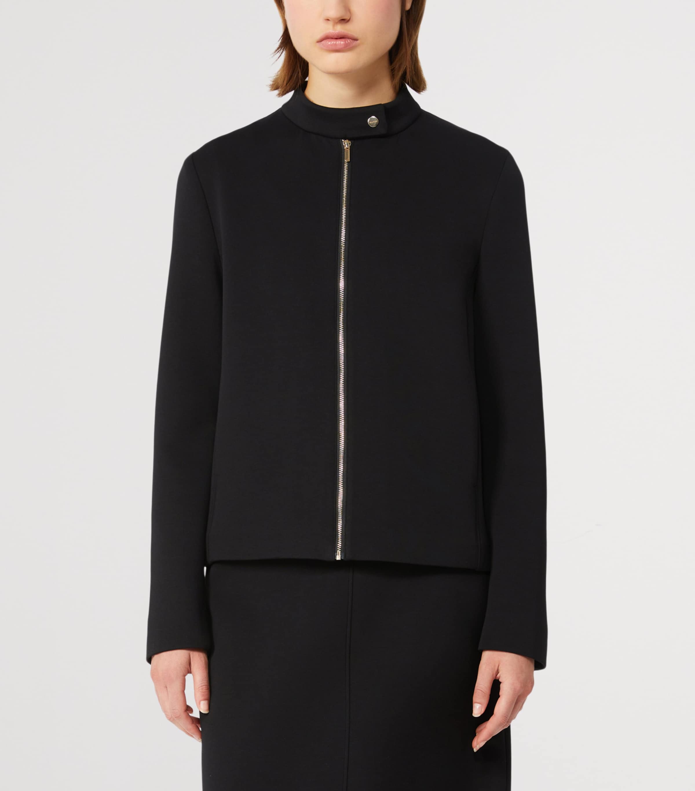 Max Mara Womens Jersey Zip-Up Jacket Black Image 2