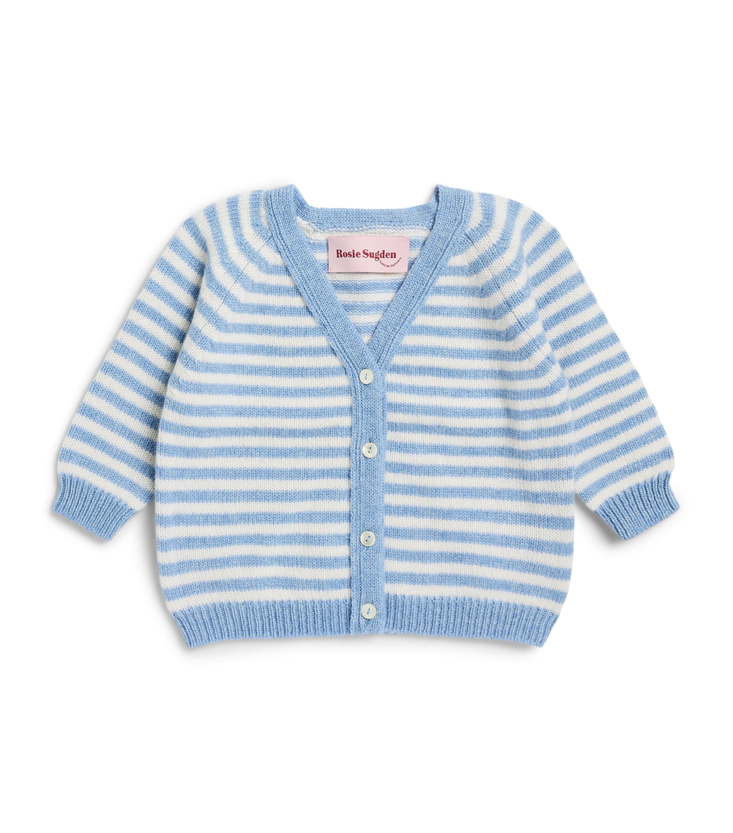 Rosie Sugden Cashmere Cardigan (3 Months - 3 Years) Glacier/swan Image 1