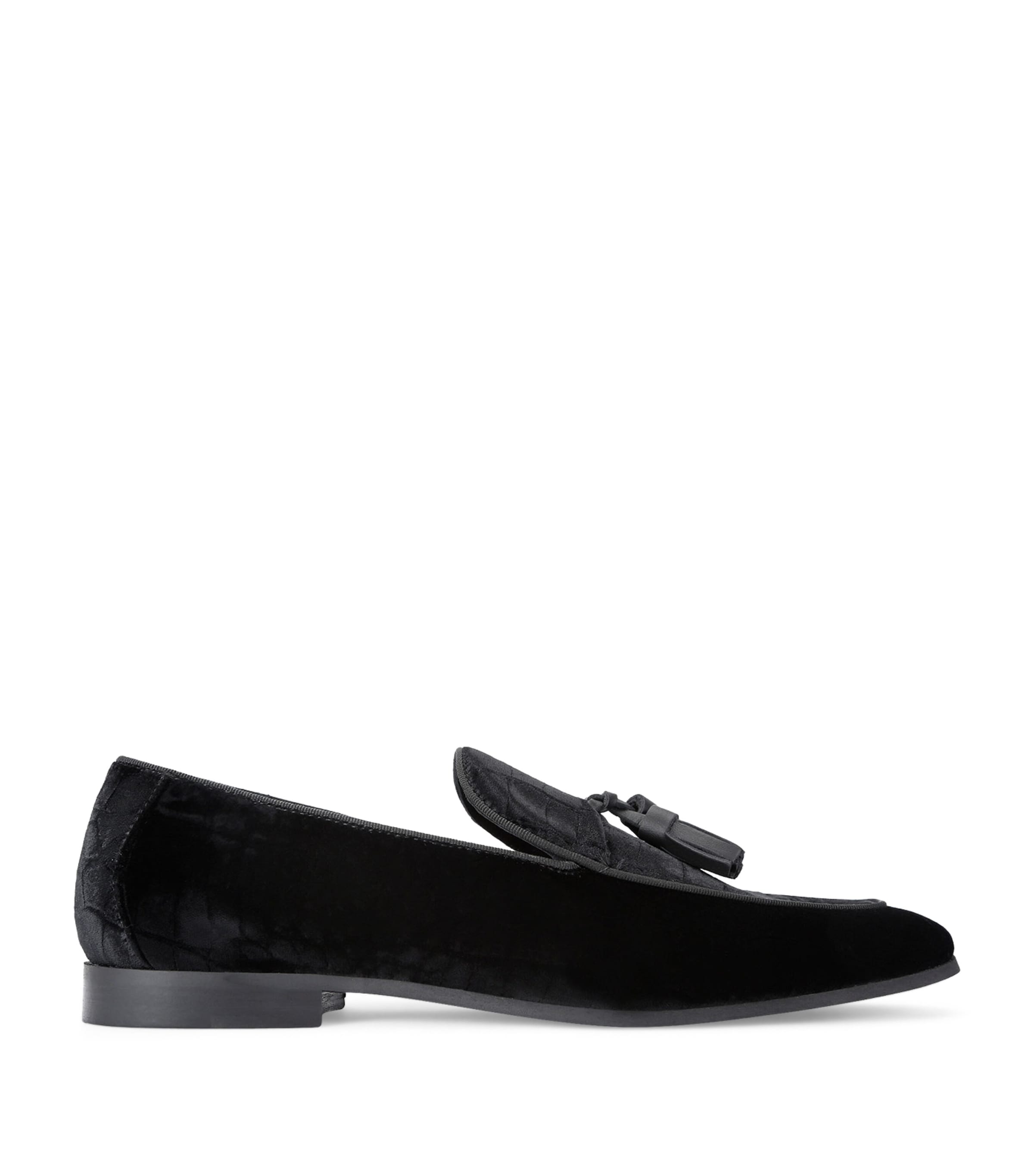 Kurt Geiger London Mens Black Henry Tassel-embellished Slip-on Suede Loafers In Black
