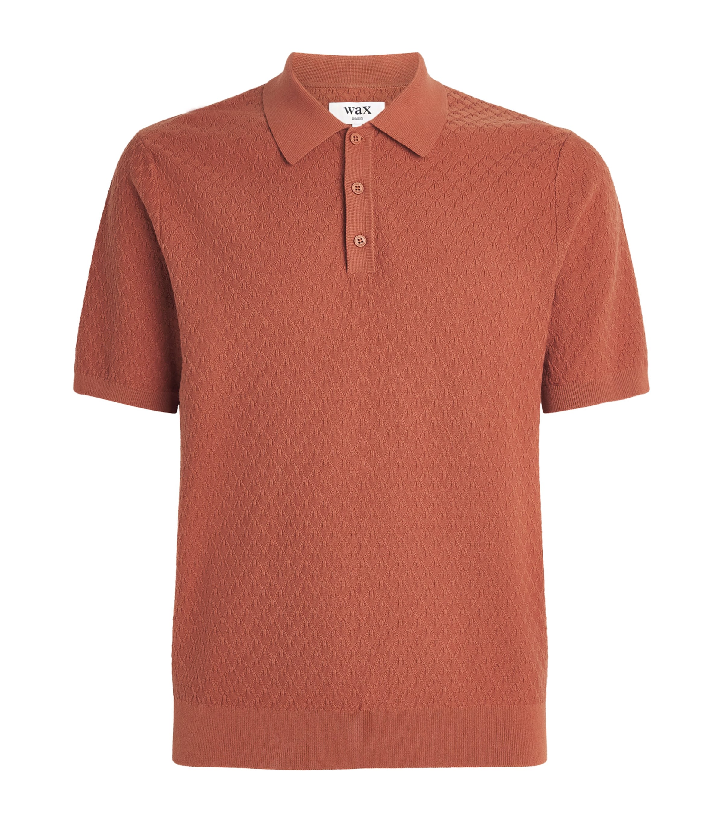 Wax London Mens Cotton-Cashmere Naples Polo Shirt Rust Image 1