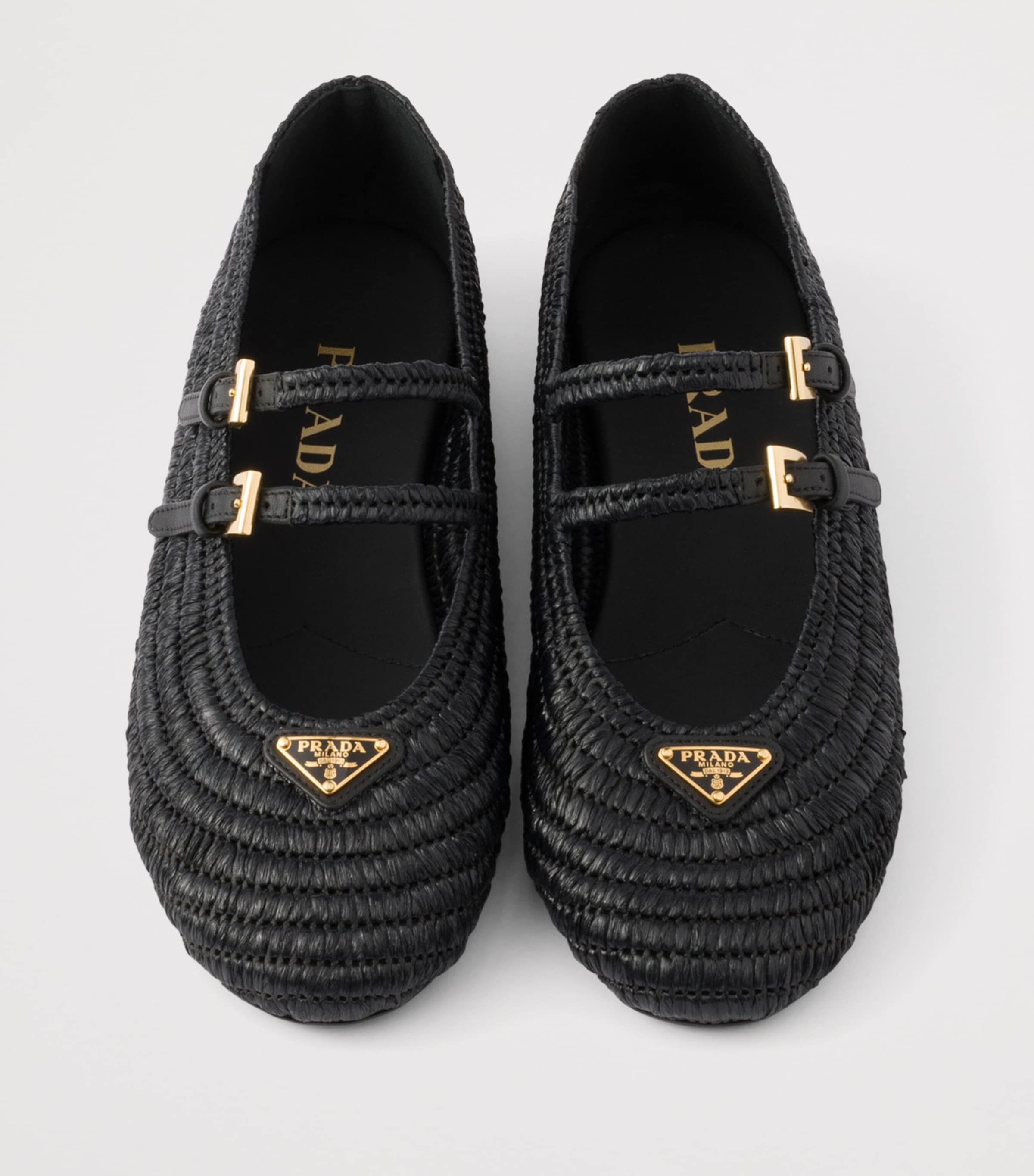 Prada Crochet Triangle Ballet Flats Black Image 3
