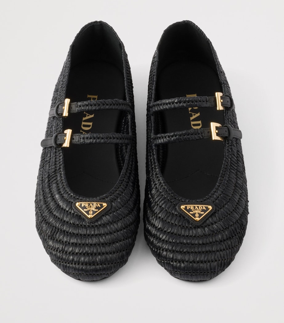 Prada Crochet Triangle Ballet Flats Black Image 3