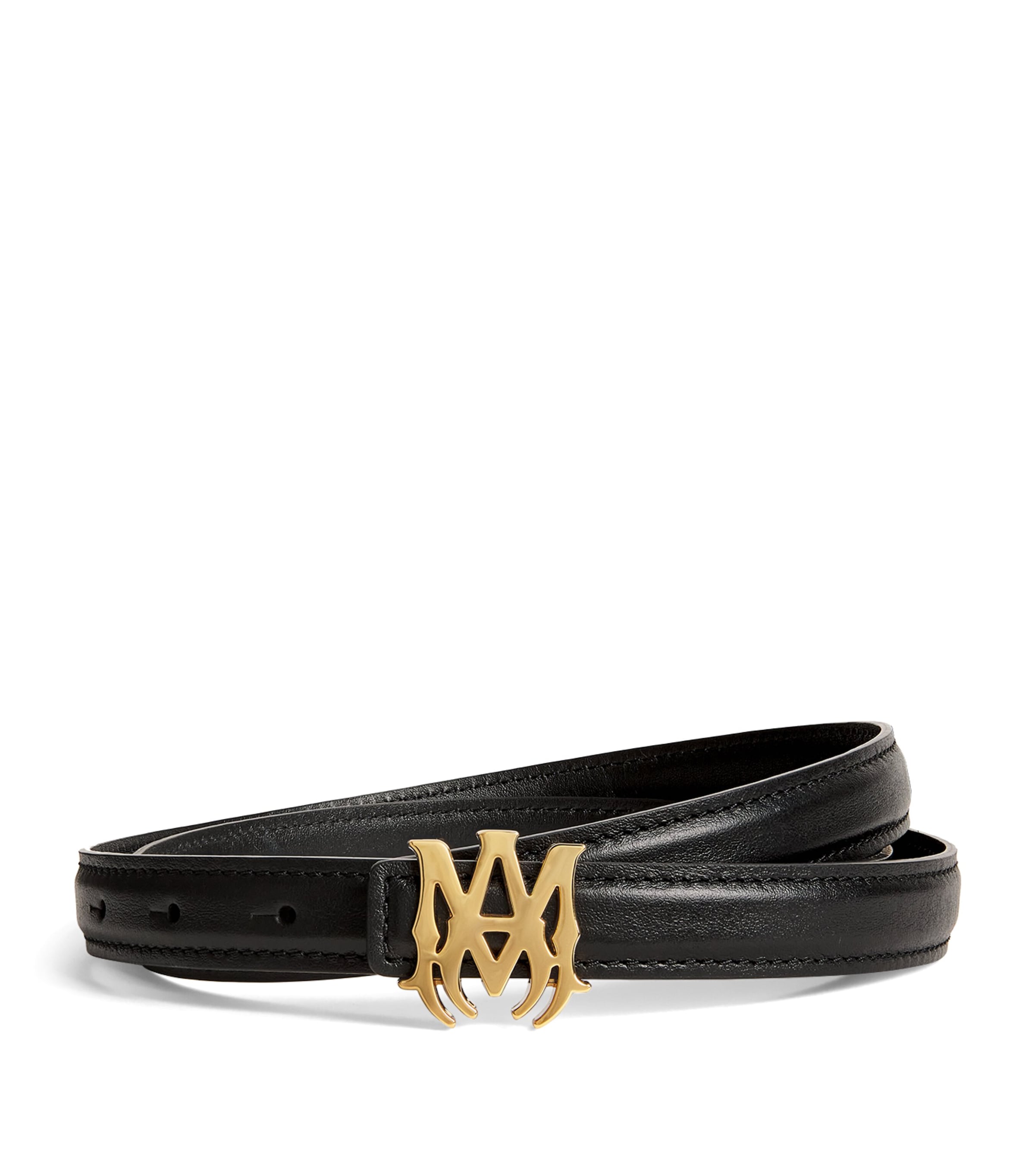 Amiri Leather Logo Belt In Black