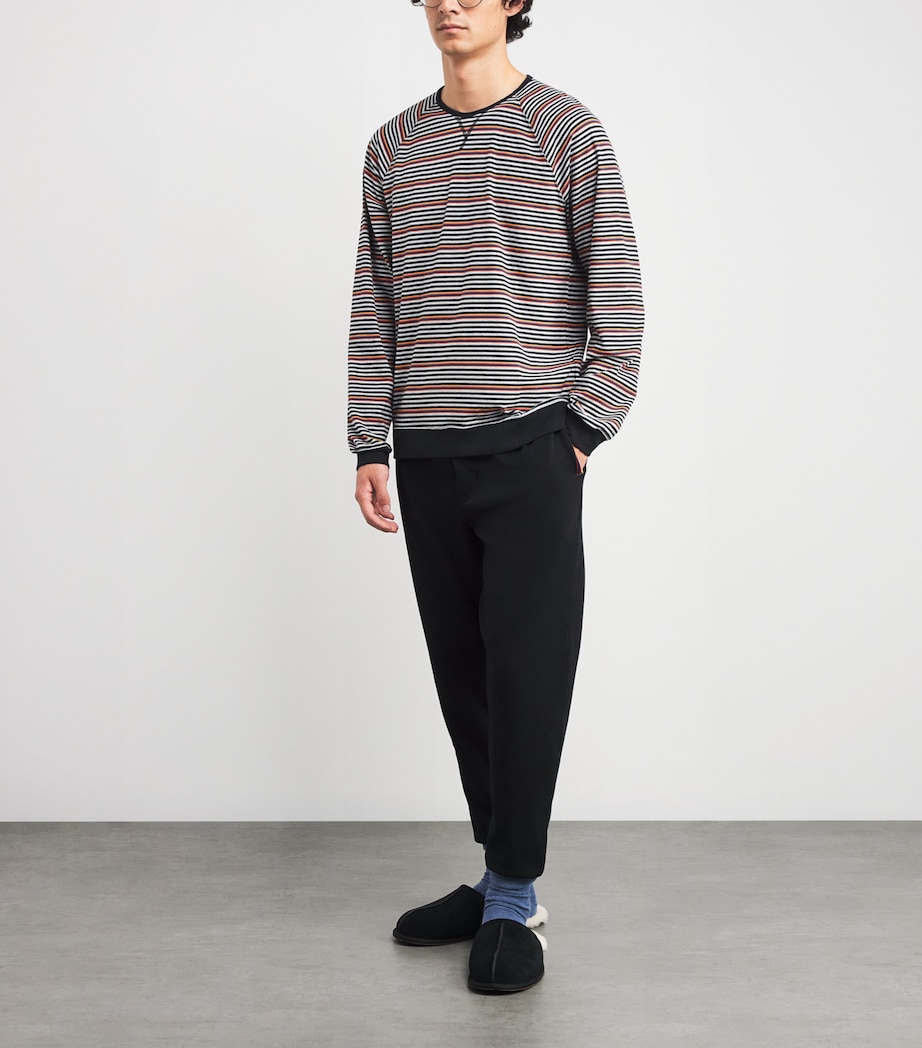 Stretch-Cotton Artist Stripe Hoxton Lounge T-Shirt BLACK Image 2
