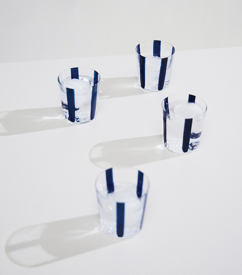 The Conran Shop Nova Stripe Tumblers (Set of 4) Navy / Clear Image 2