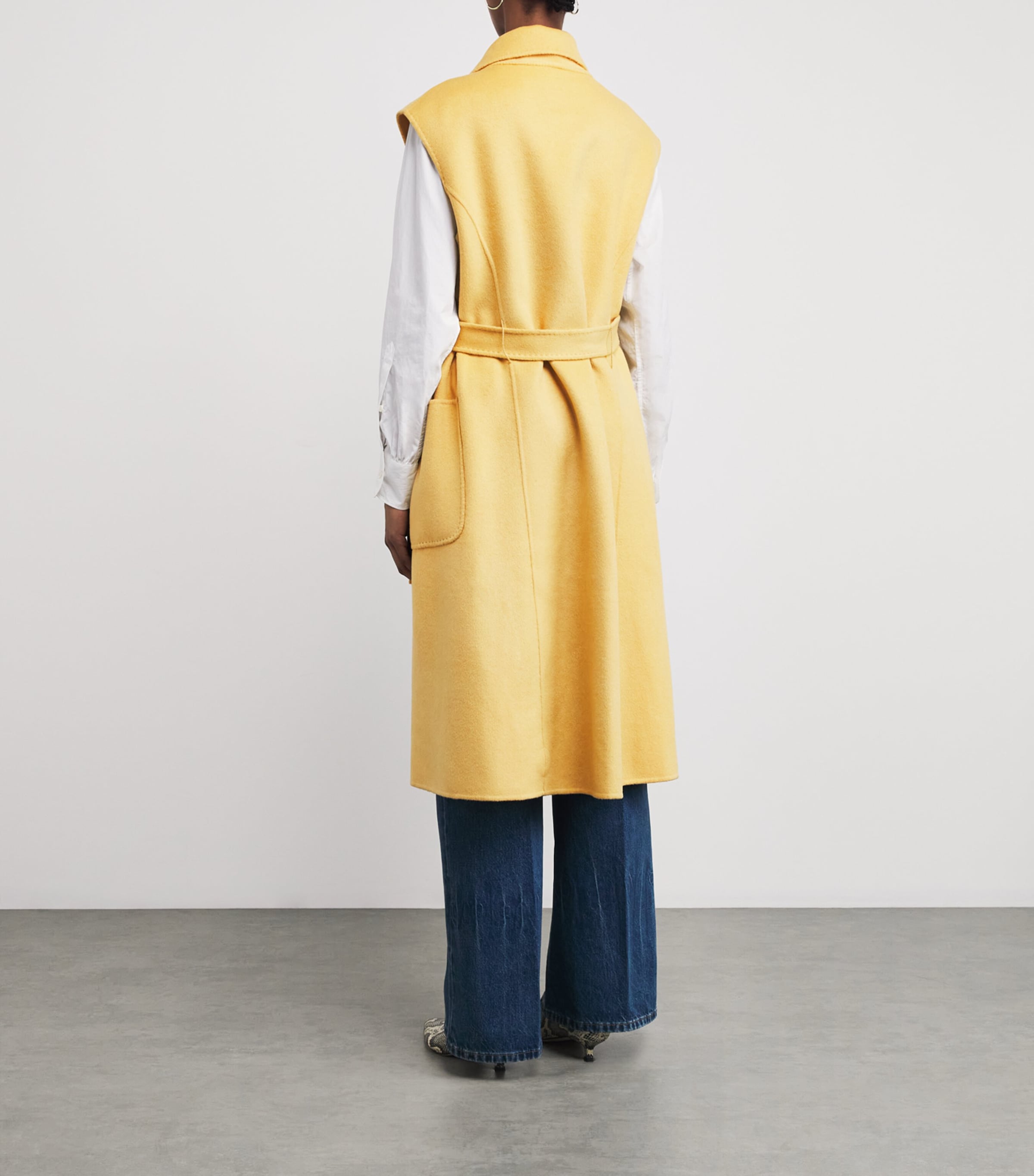 Wolk Morais Womens Cashmere Sleeveless On Set Wrap Coat Hay Image 4