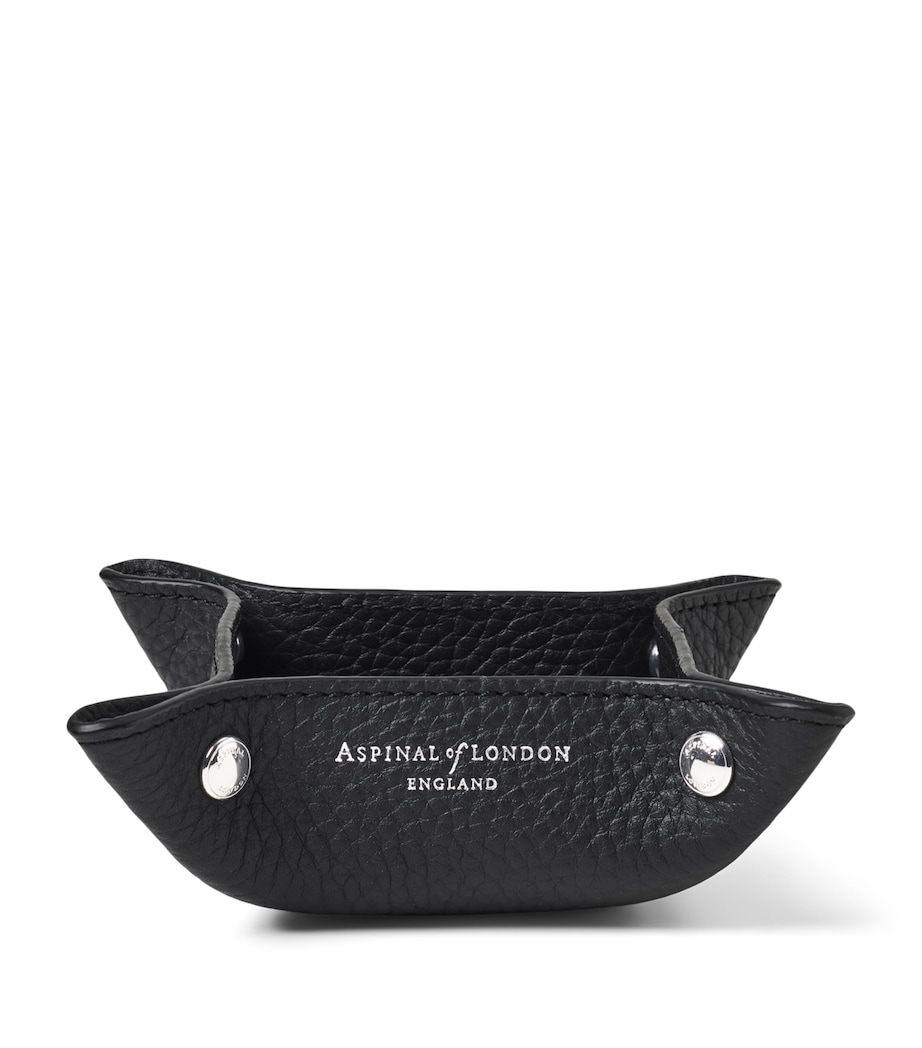 Mini Grained Leather Tidy Tray (9.5cm x 9.5cm) BLACK Image 2