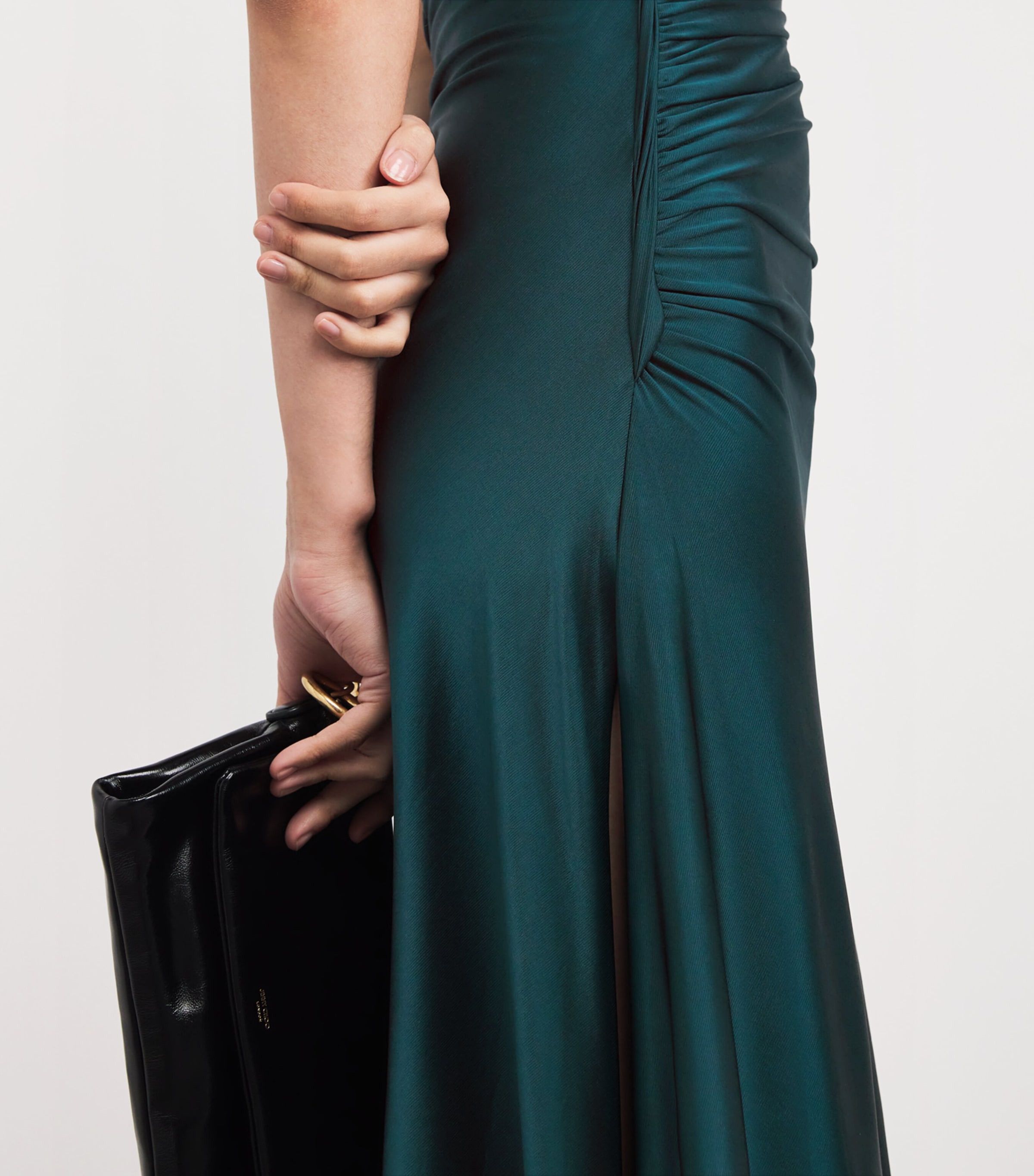 Gathered Asymmetric Midi Dress 2780 DARK TEAL Image 4