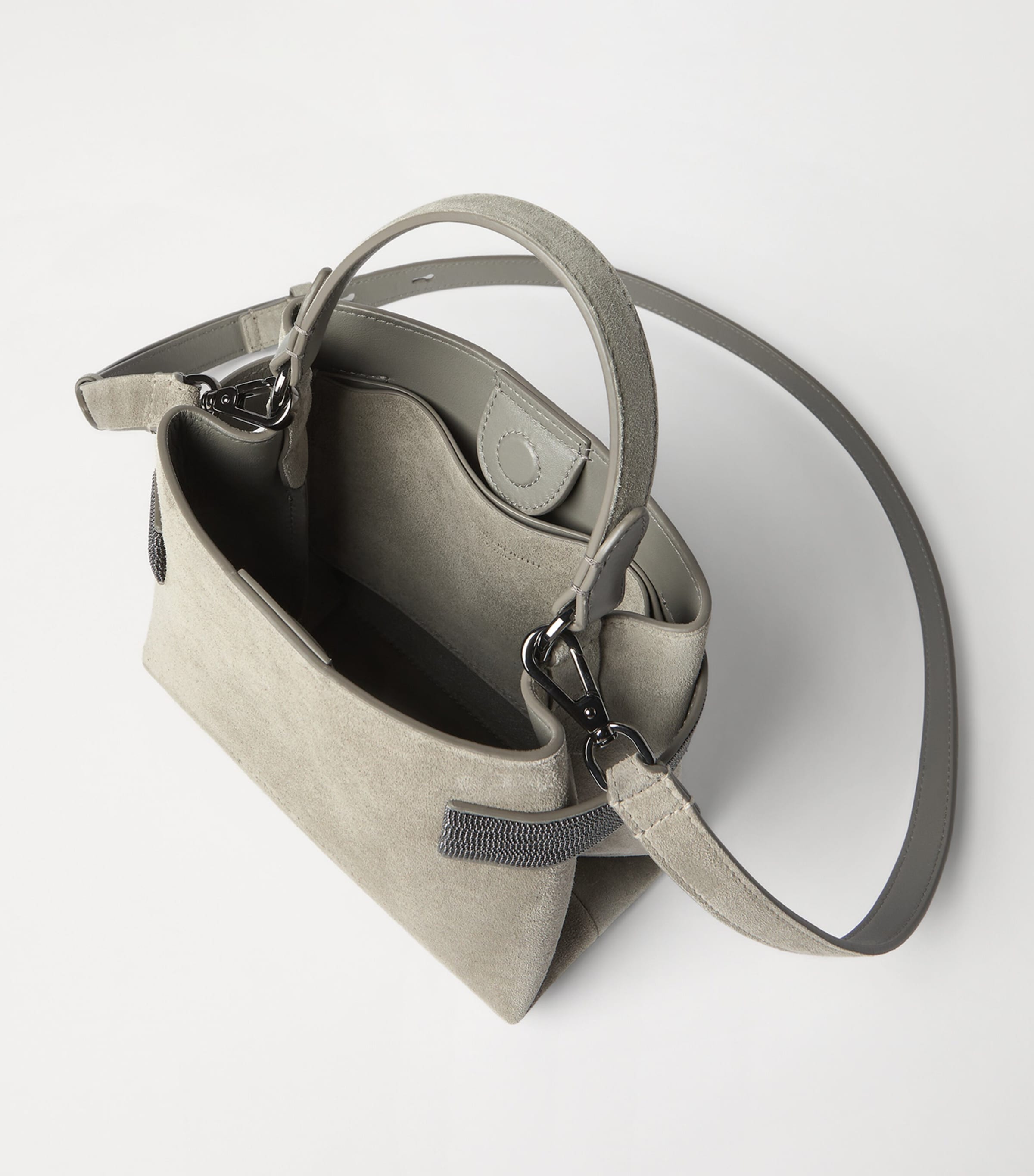 Brunello Cucinelli Small Suede Essence Top-Handle Bag Image 5