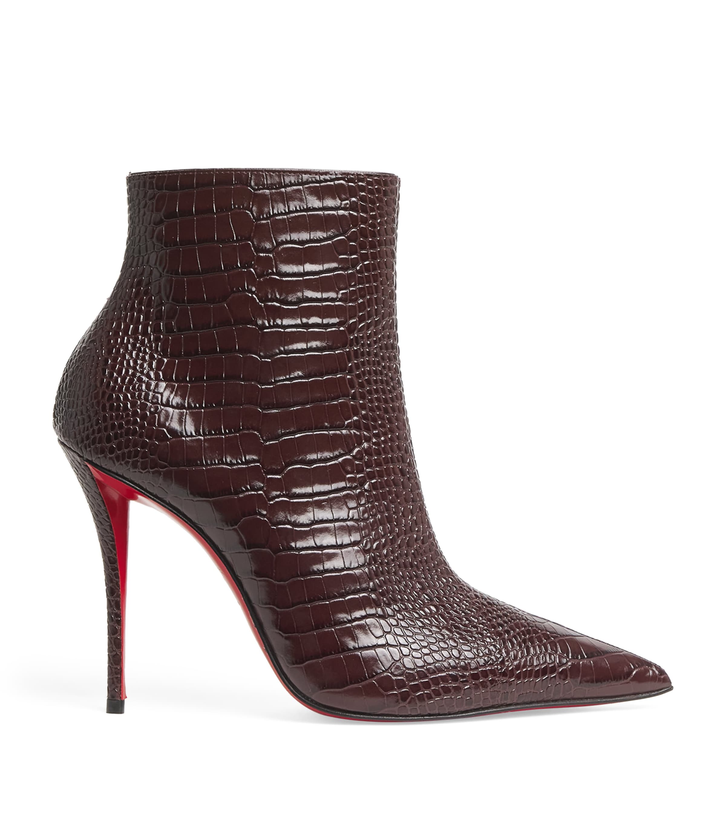Christian Louboutin Miss Z Booty Leather Ankle Boots 100 In Burgundy