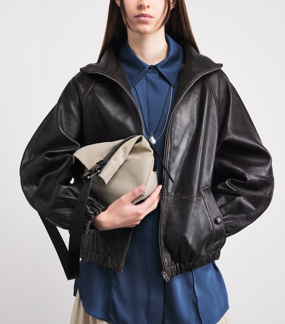 Lemaire Small Canvas Belted Tote Bag Dark Linen Image 4