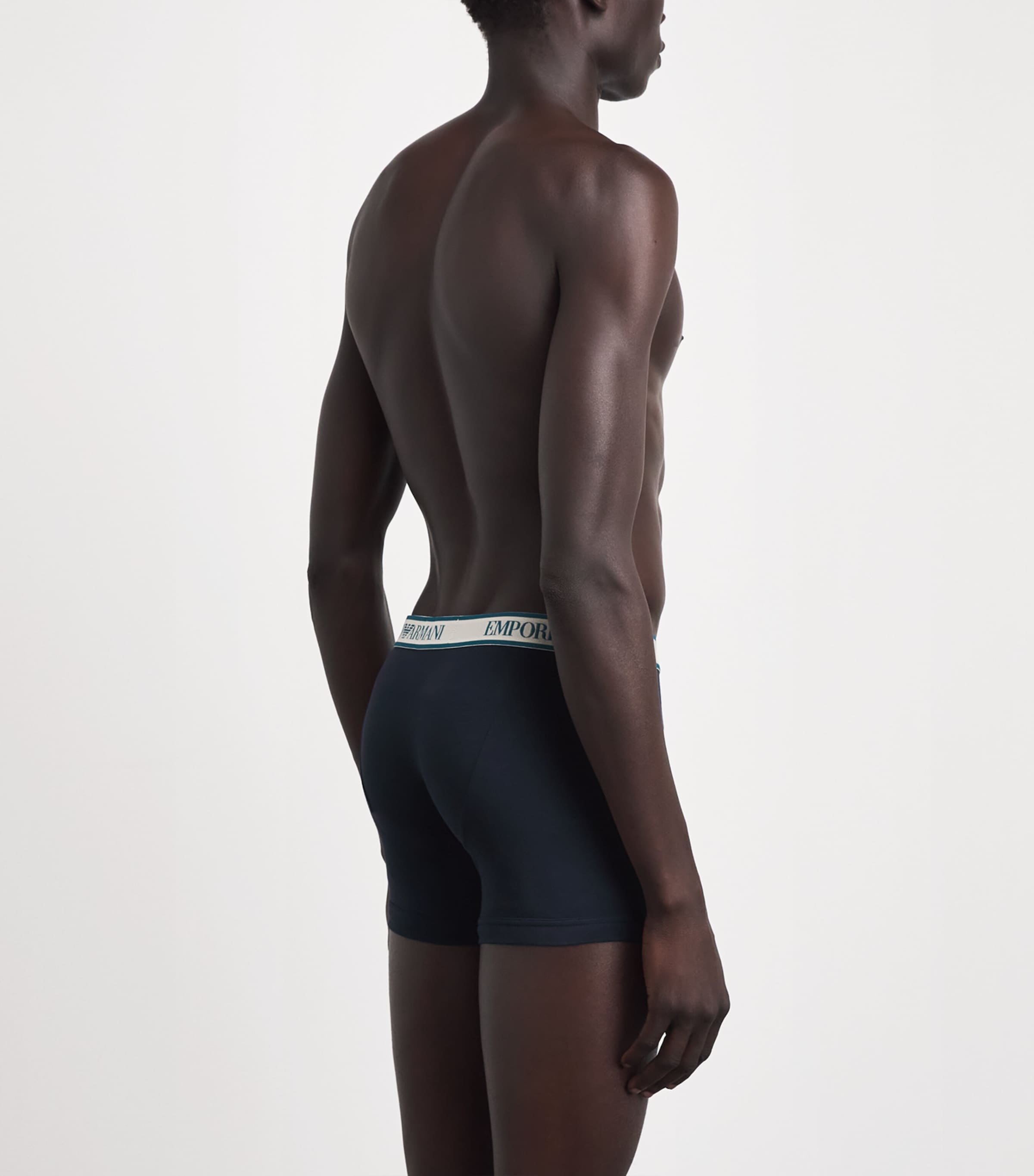 Emporio Armani Mens Stretch-Cotton Logo Boxer Briefs (Pack of 3) Blu/octan Image 3