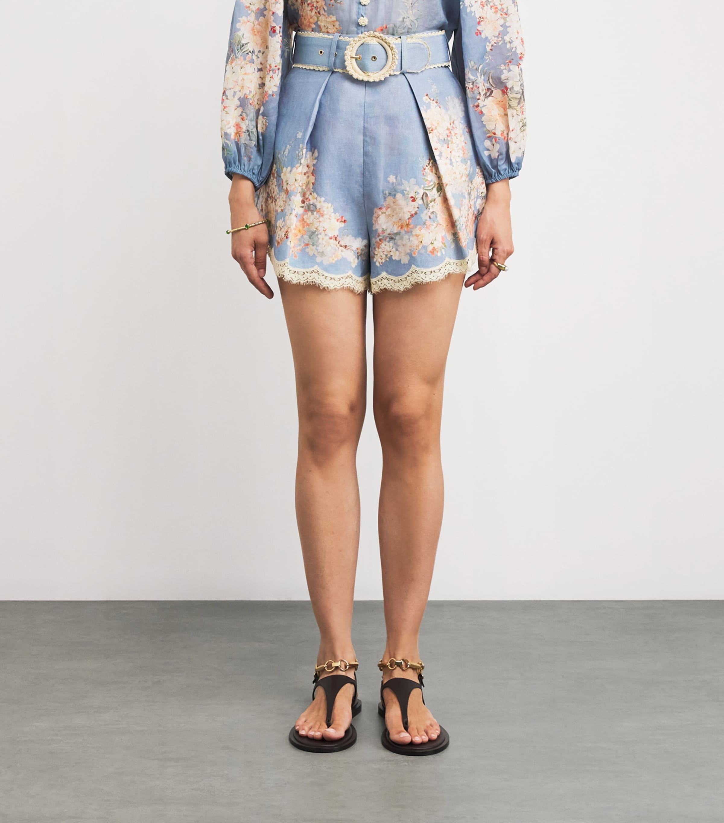 ショートパンツ Zimmermann Zimmermann Cascadian Tuck Shorts Zimmermann Linen Floral Cascadian Tuck Shorts | Harrods UK