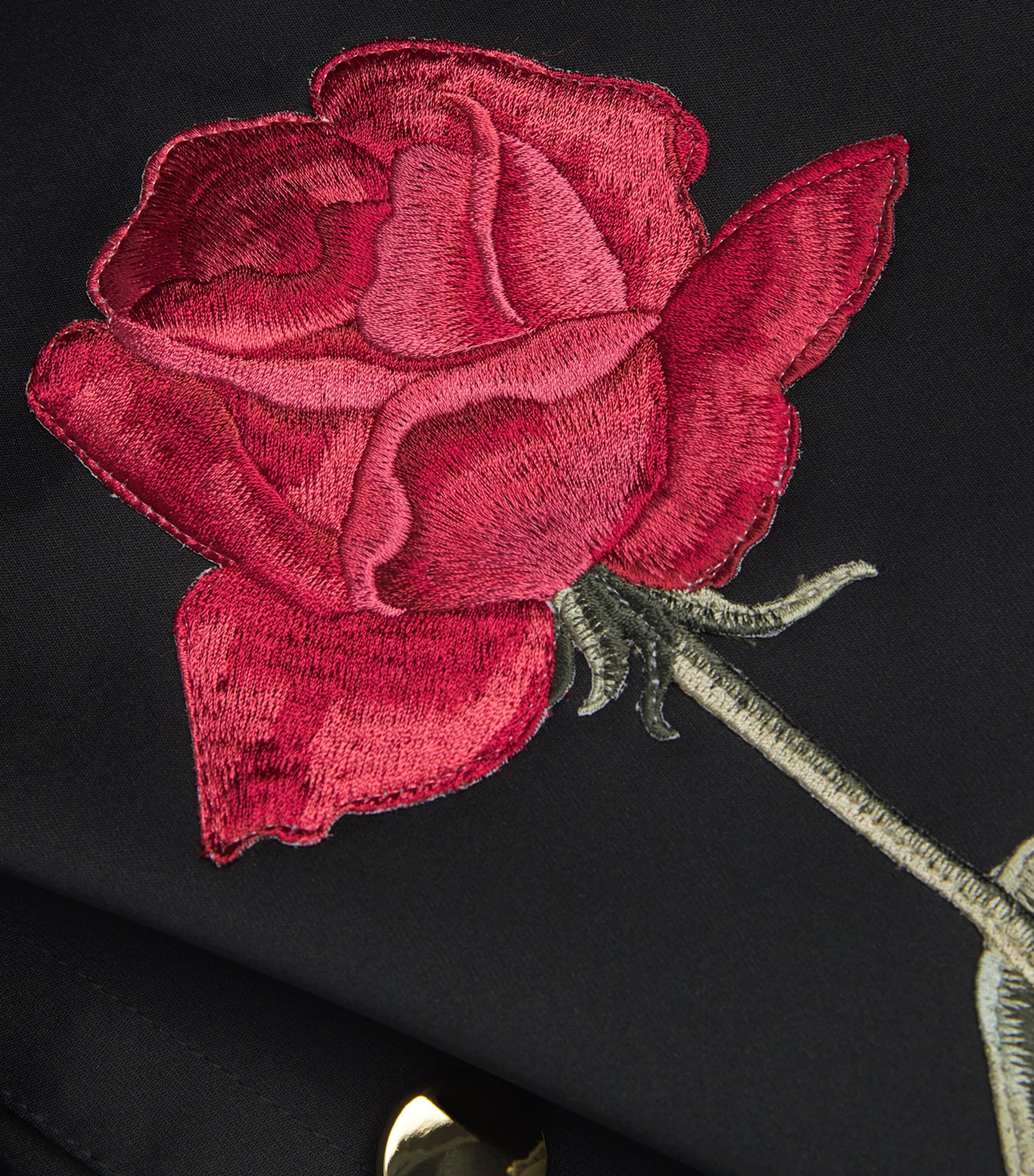 LEO LIN Black Rose-Embroidered Leyna Jacket | Harrods US