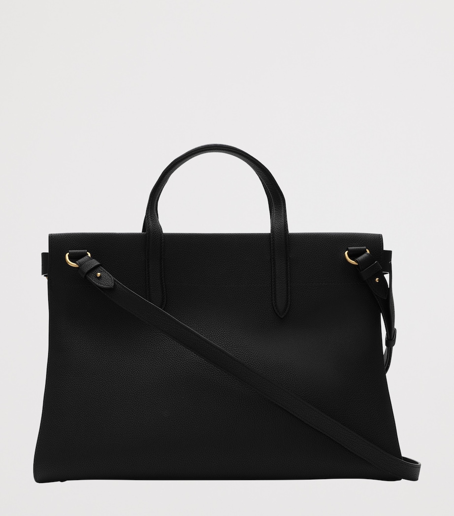 Burberry Medium Leather Cotswolds Check Tote Bag Black Image 5