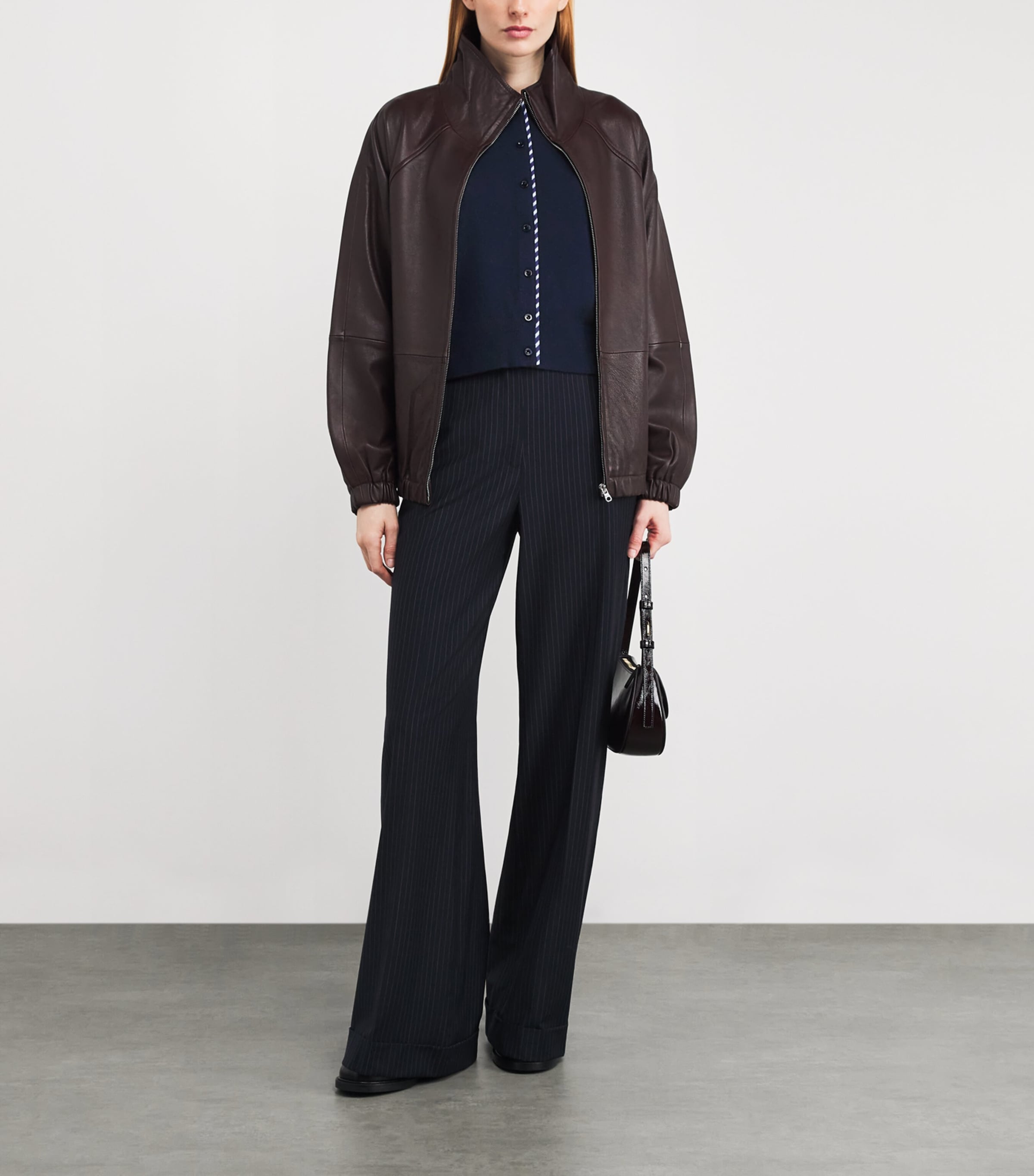 Wool-Cashmere Stripe Cardigan NAVY BLUE Image 2