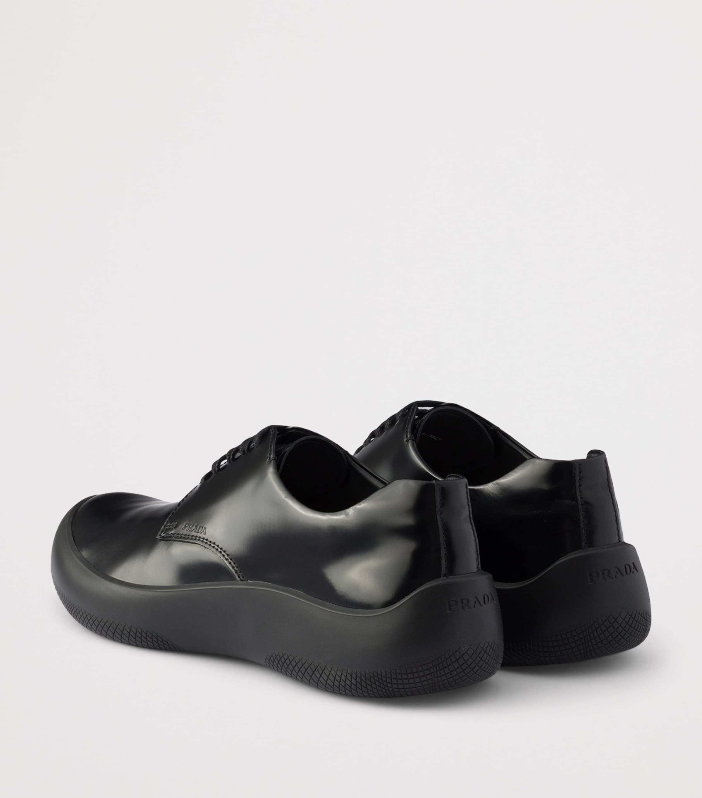 Prada Leather Logo Derby Shoes Black Image 4