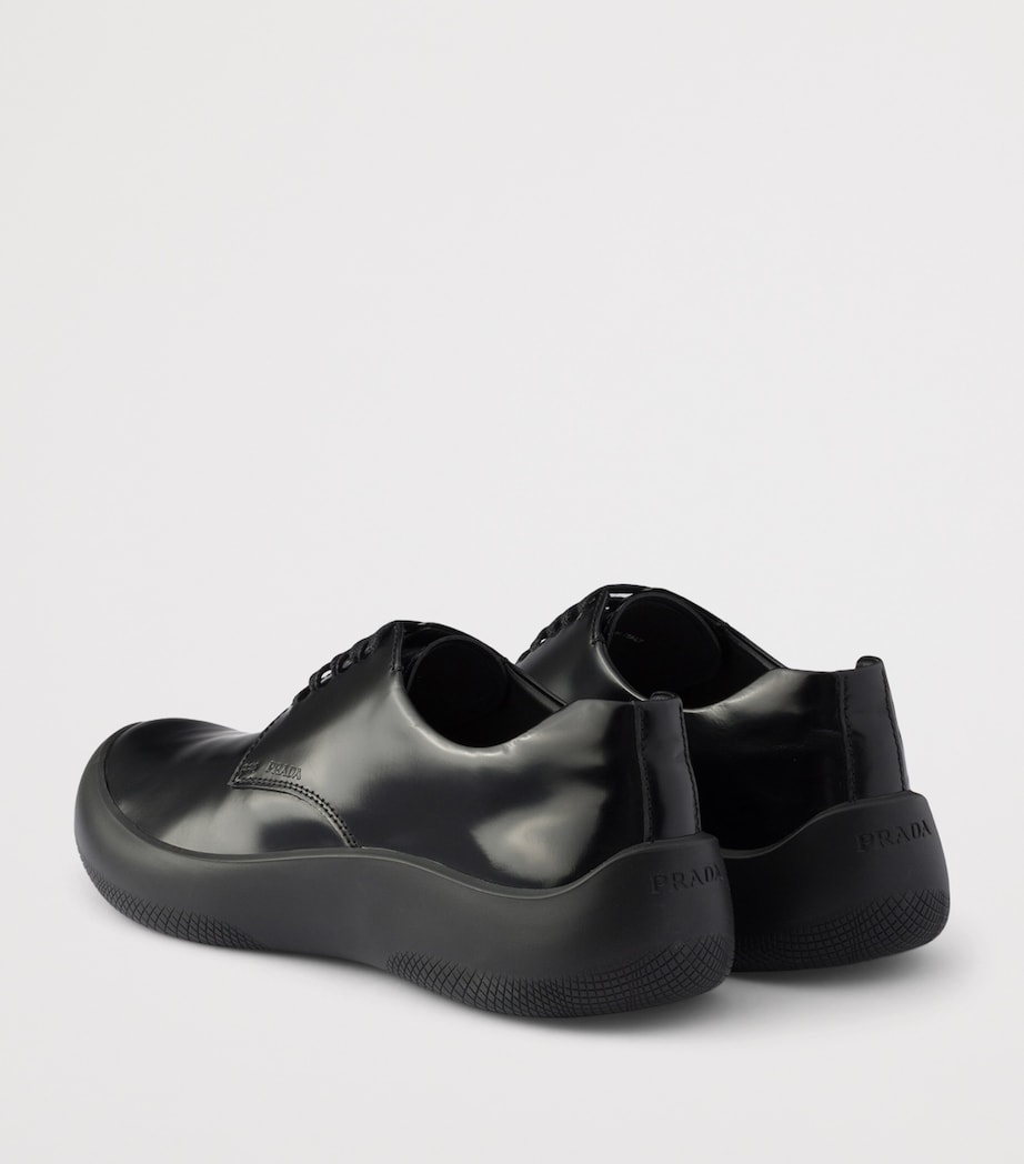 Prada Leather Logo Derby Shoes Black Image 4