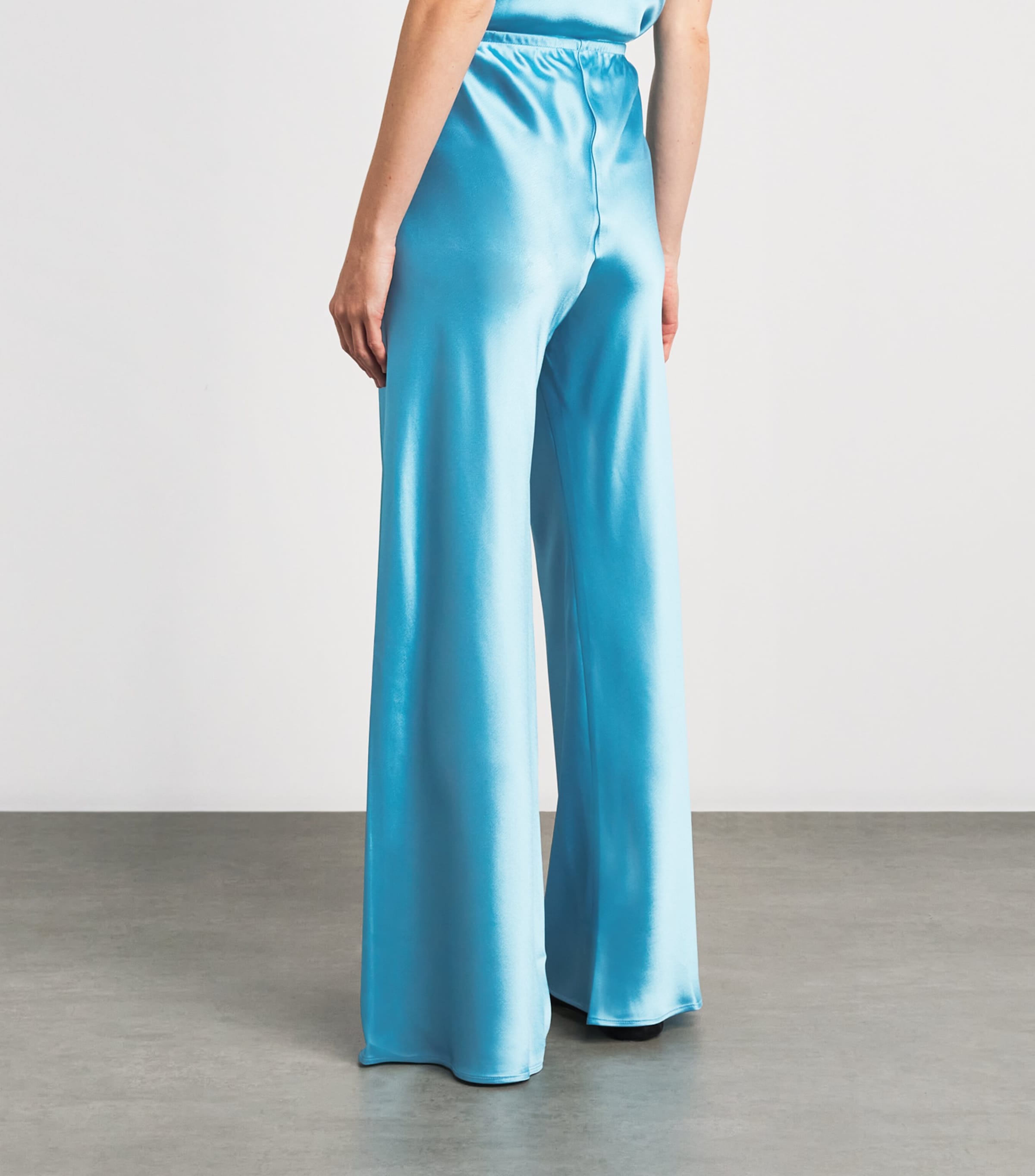 LESET Womens Satin Barb Wide-Leg Trousers Skye Image 5