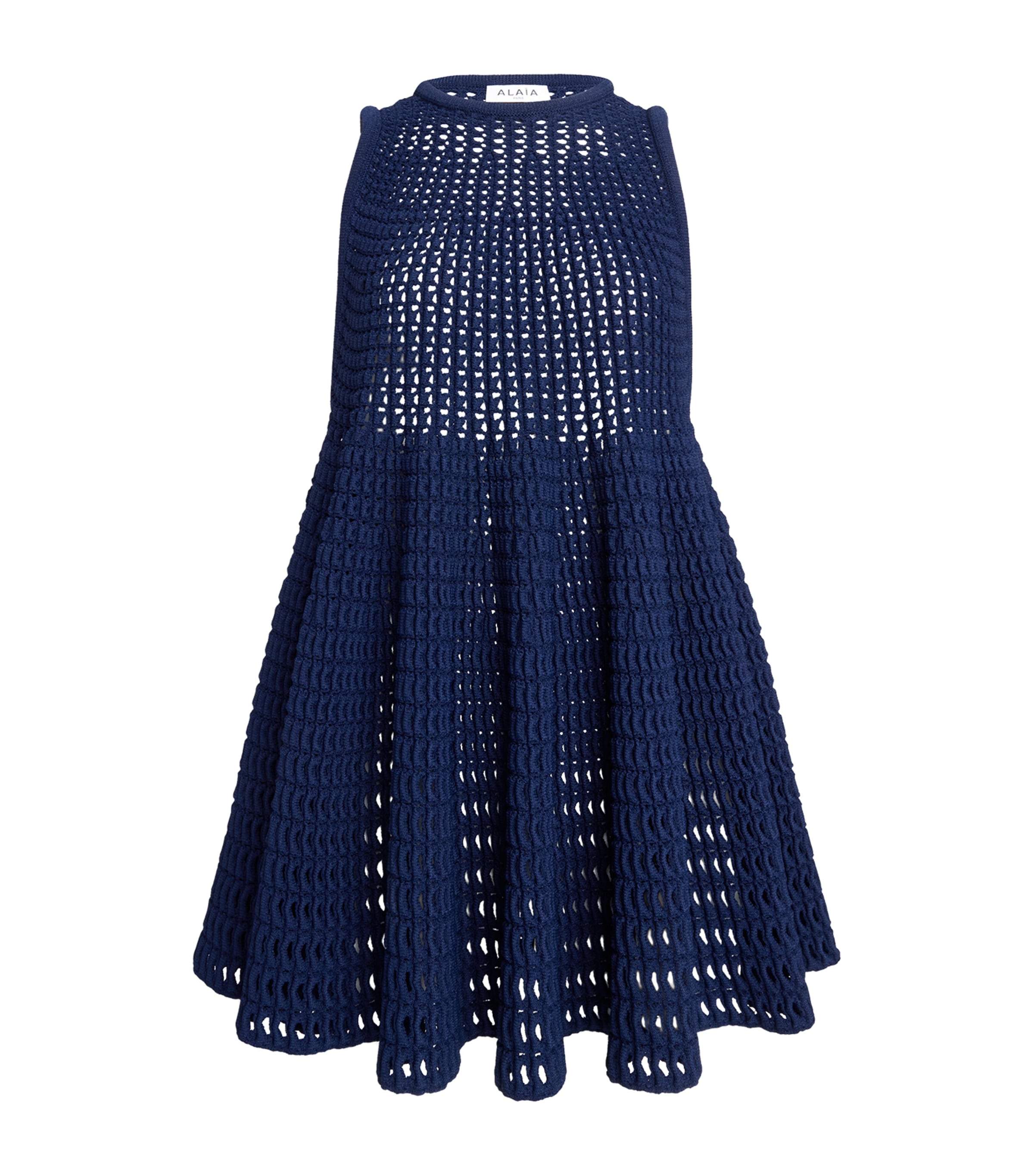 ALAÏA WAFFLE-KNIT SKATER MINI DRESS 