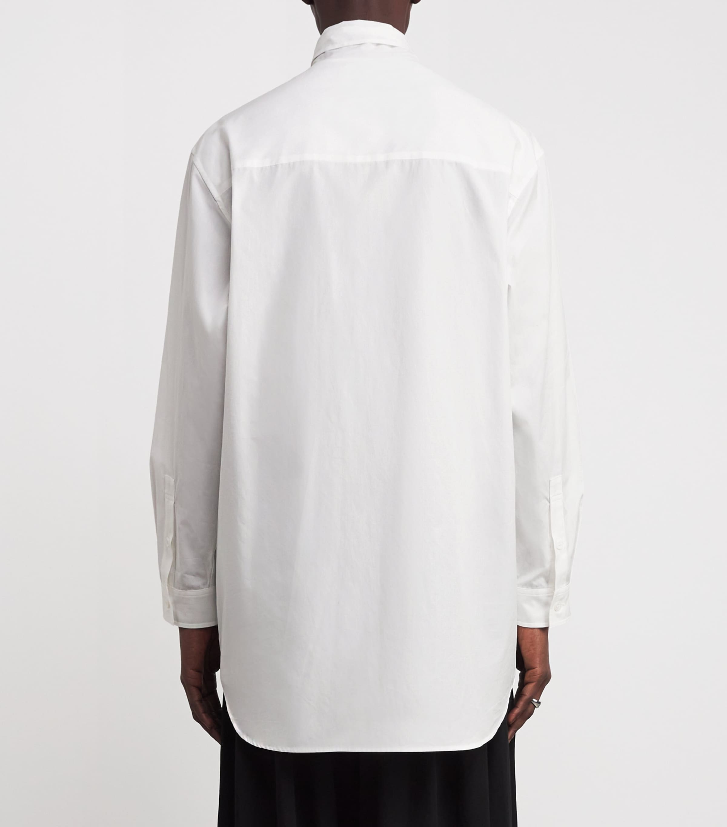 Yohji Yamamoto Mens Cotton Scarf-Collar Shirt White Image 4