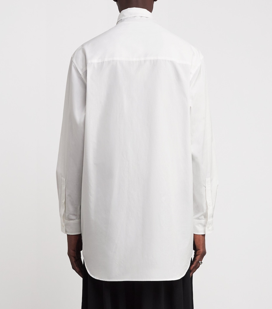 Cotton Scarf-Collar Shirt WHITE Image 4