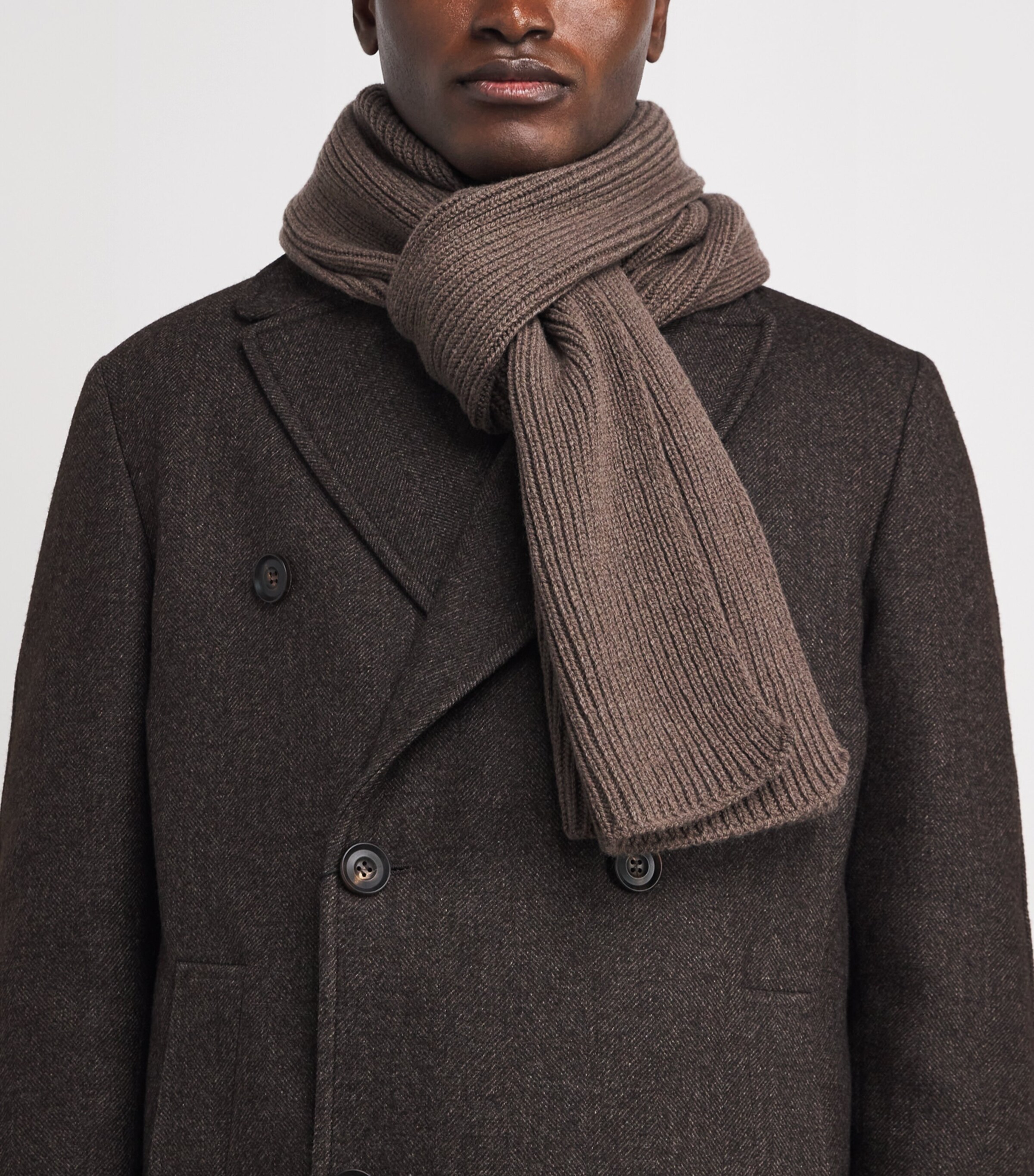 John Smedley Cashmere-Wool Ribbed Scarf Toast Image 2